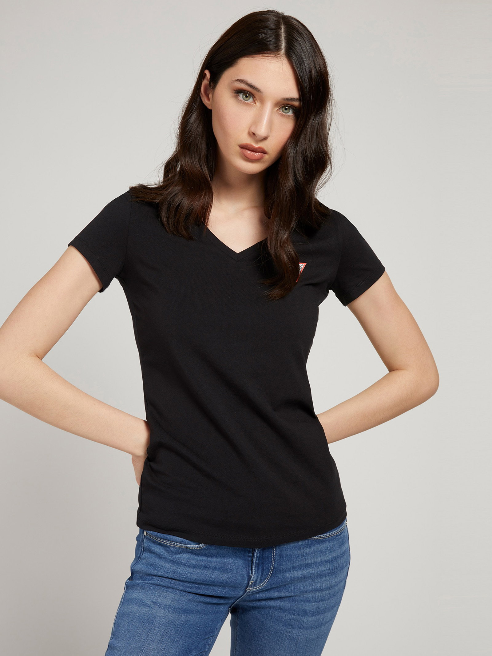 Guess T-Shirt Driehoeklogo in zwart
