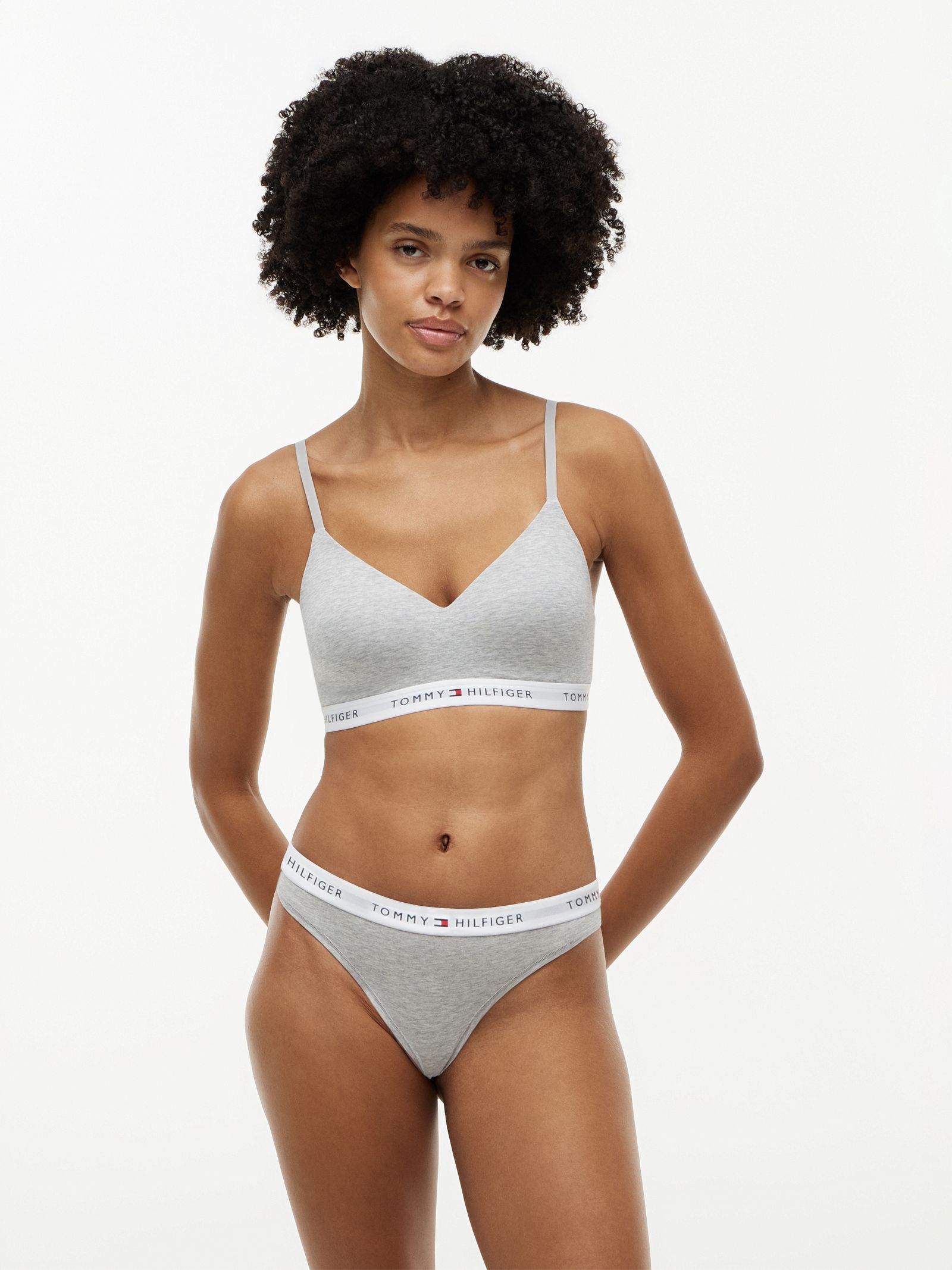 Tommy Hilfiger Push up bralette met repeat logo in grijs