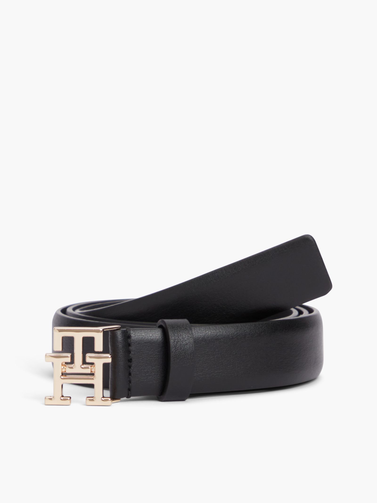 Tommy Hilfiger leren riem met TH Monogramgesp in zwart