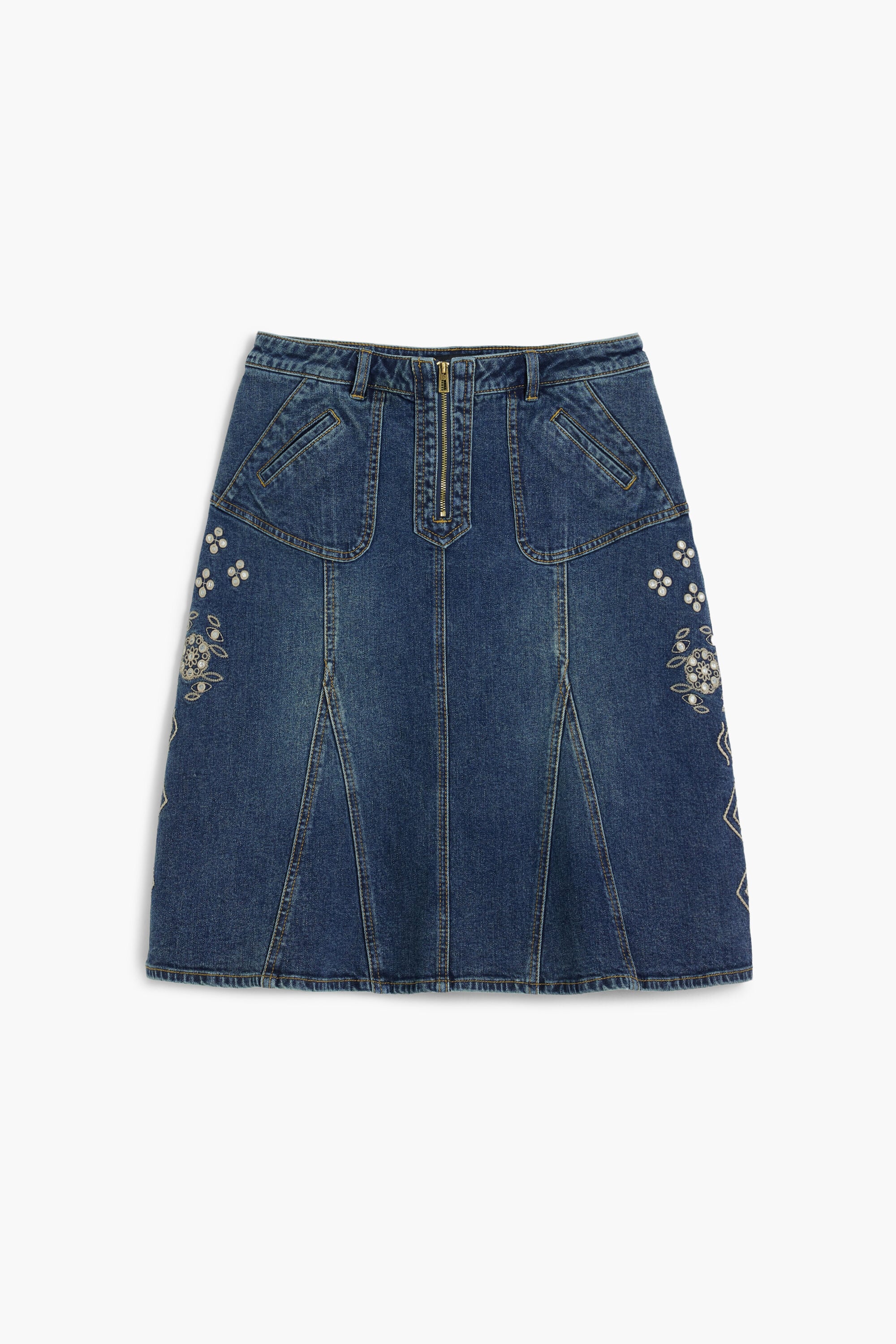 Desigual Denim rok met borduursels