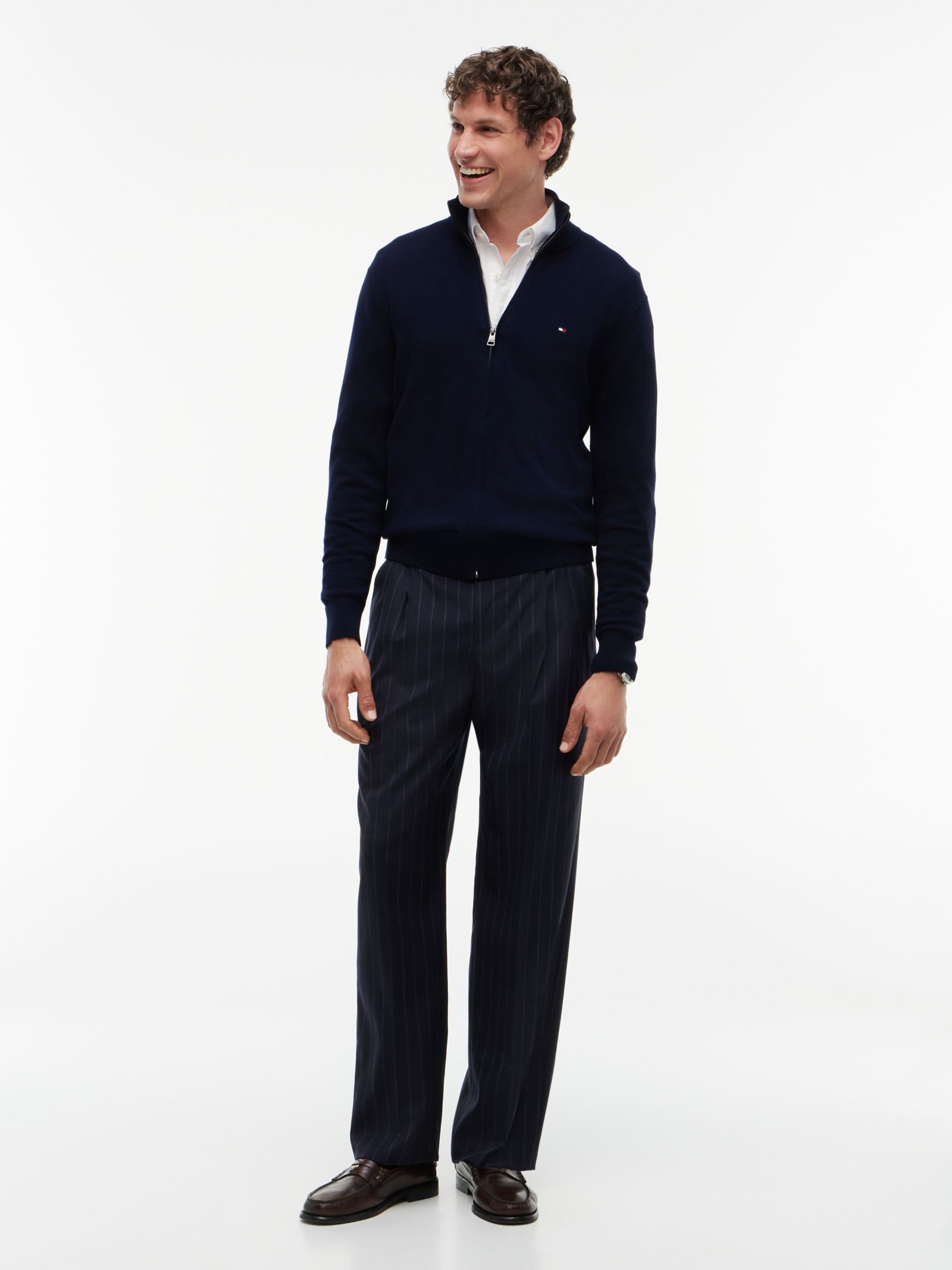 Tommy Hilfiger Trui met ritssluiting en kasjmier in marine