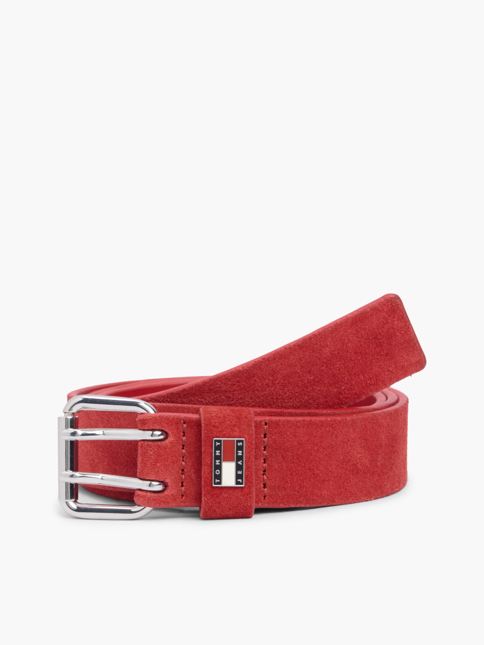 Tommy Jeans suède riem met vierkante logogesp in rood