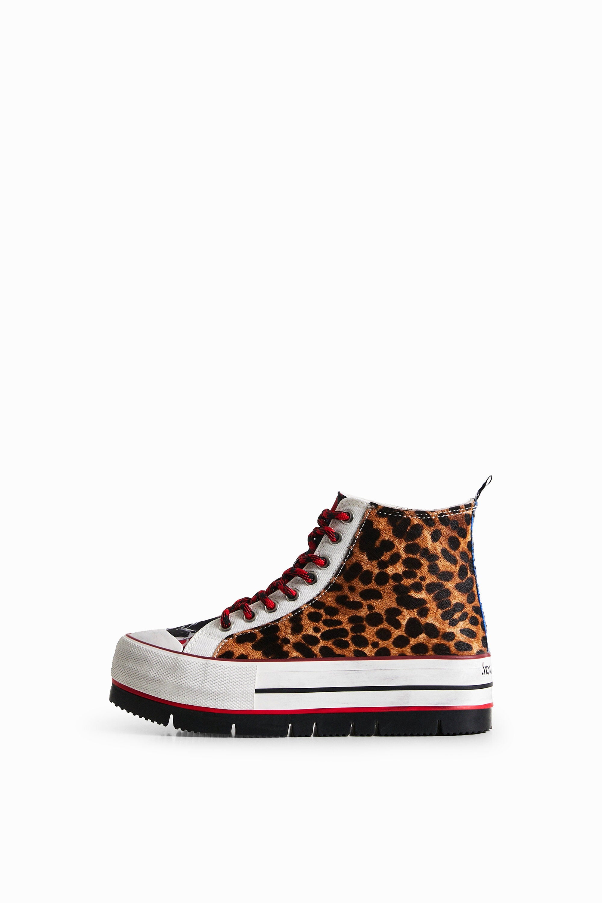 Desigual Hoge sneakers met plateauzool en dierenprint