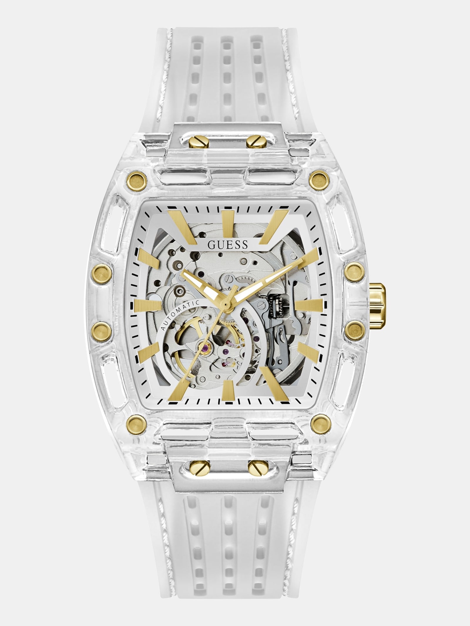 Guess Siliconen Multifunctioneel Horloge 41,5 Mm in wit