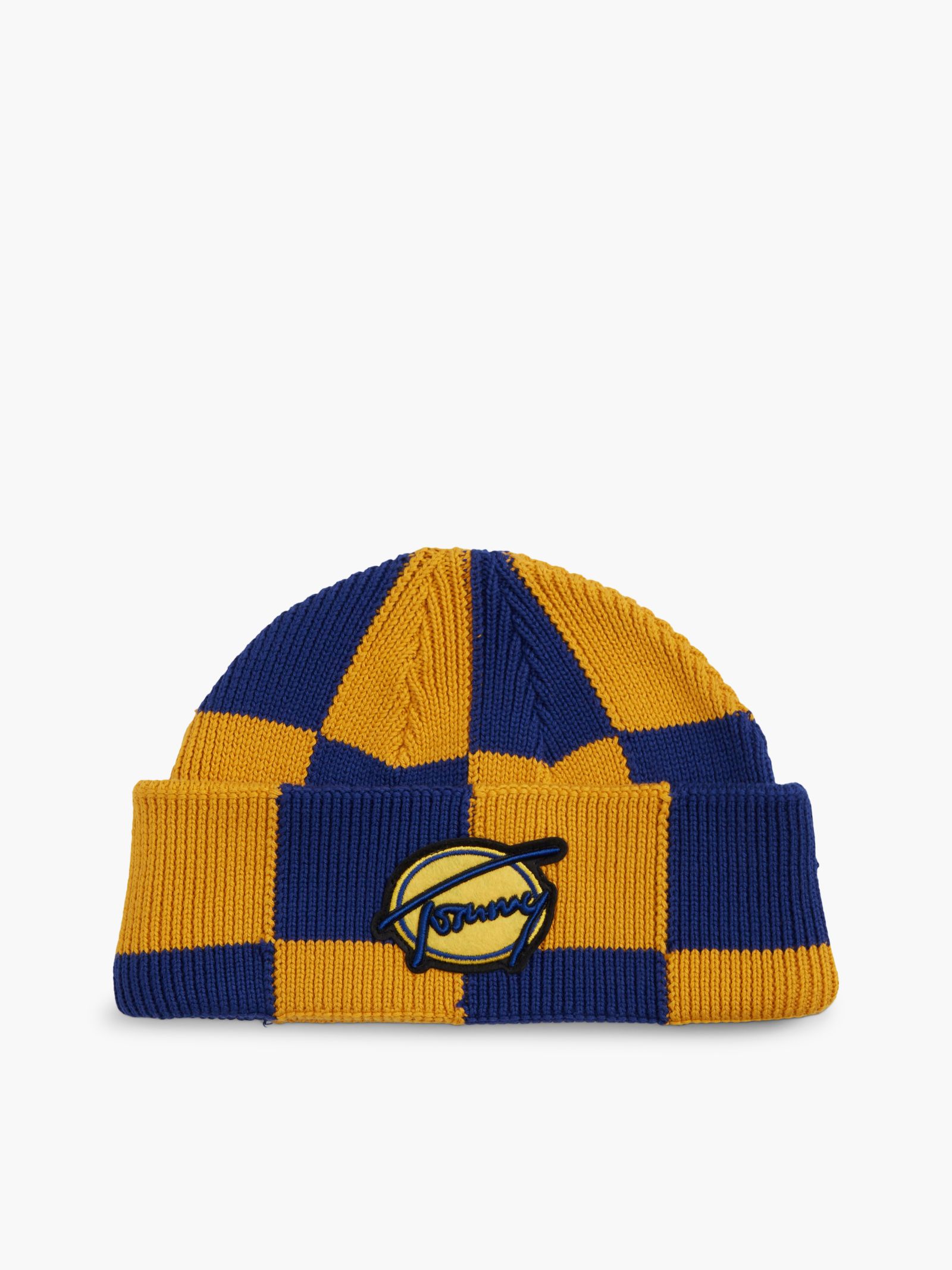 Tommy Jeans Ribgebreide korte beanie met Signature Logo in marine
