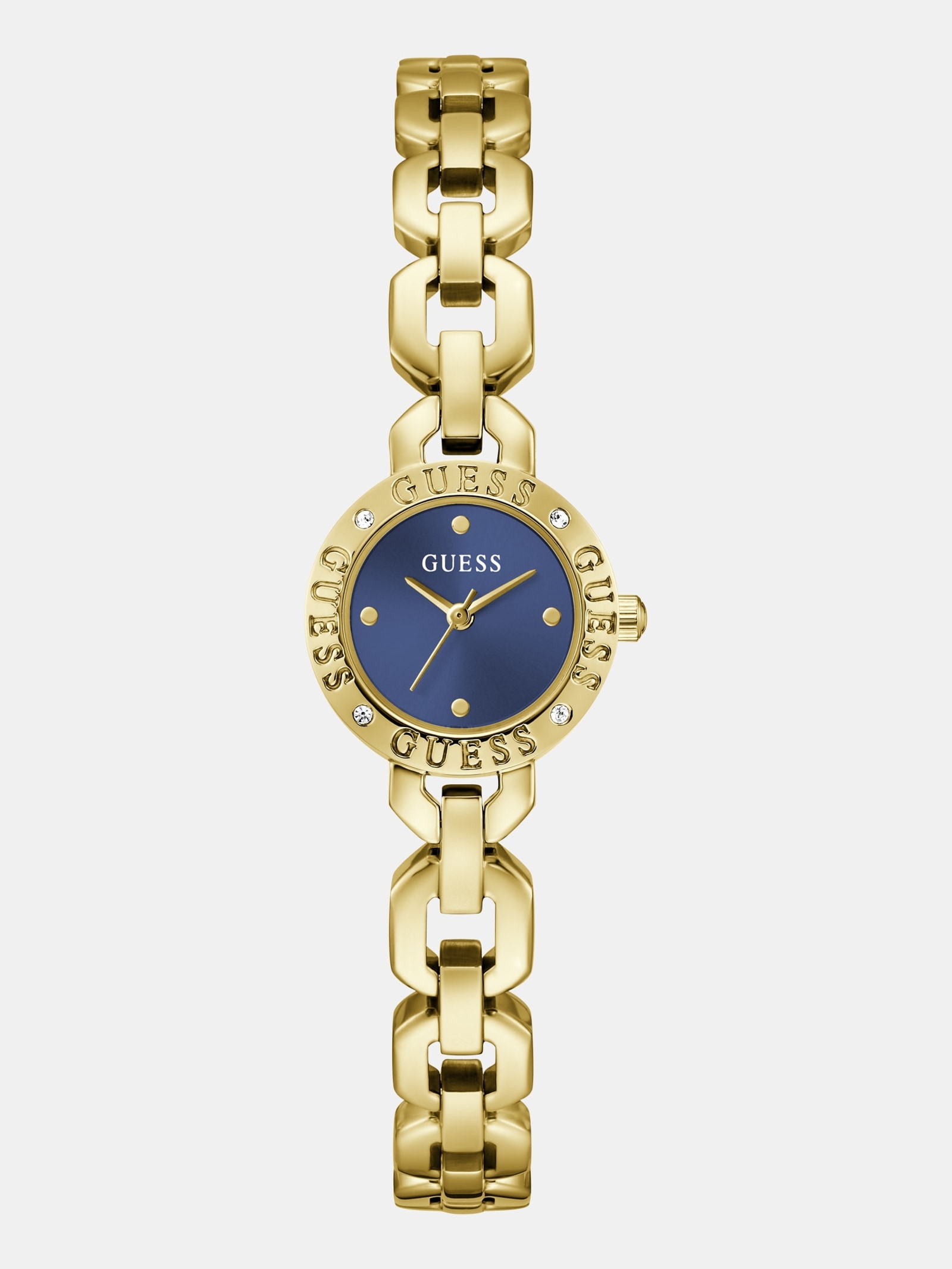 Guess Analoge Horloge Van Gerecycled Staal Met Kristallen, 22 Mm in goud
