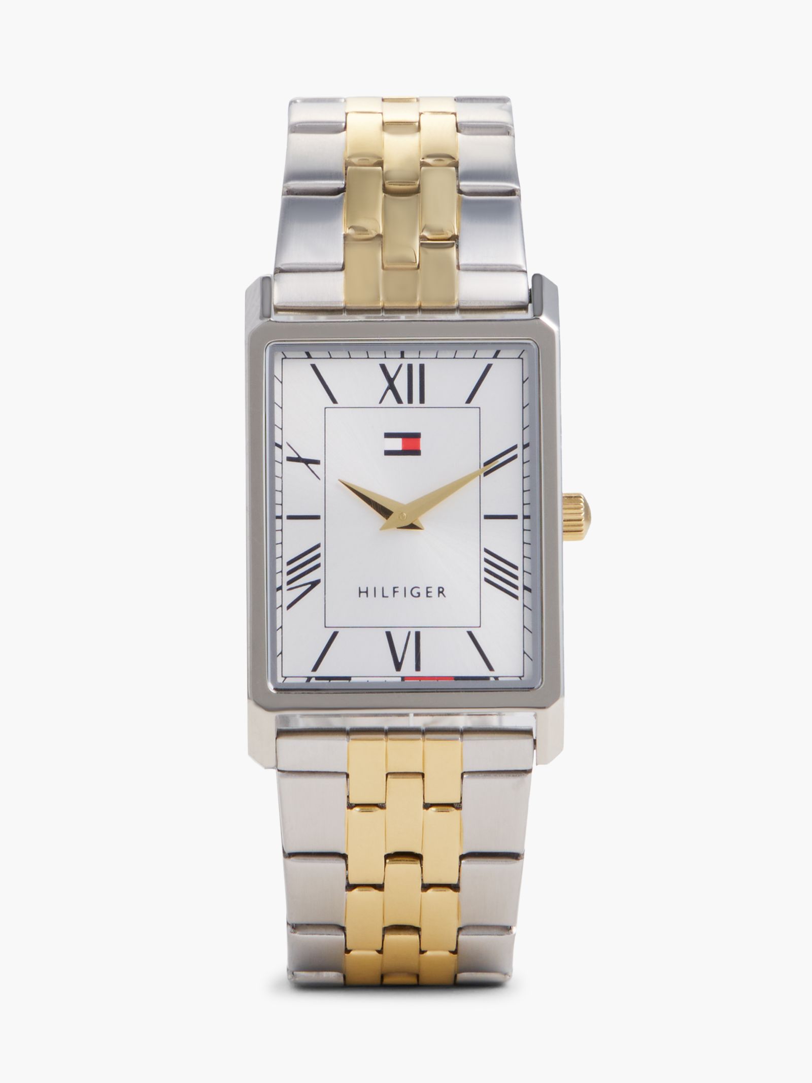 Tommy Hilfiger Tweekleurig roestvrijstalen horloge met zilverwitte wijzerplaat