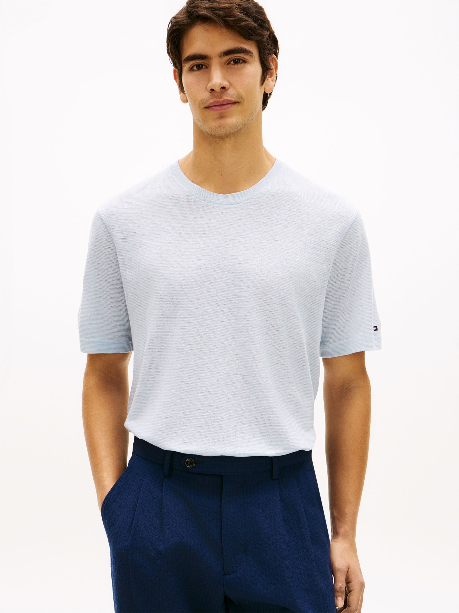 Tommy Hilfiger New York Label T-shirt van linnenmix in blauw