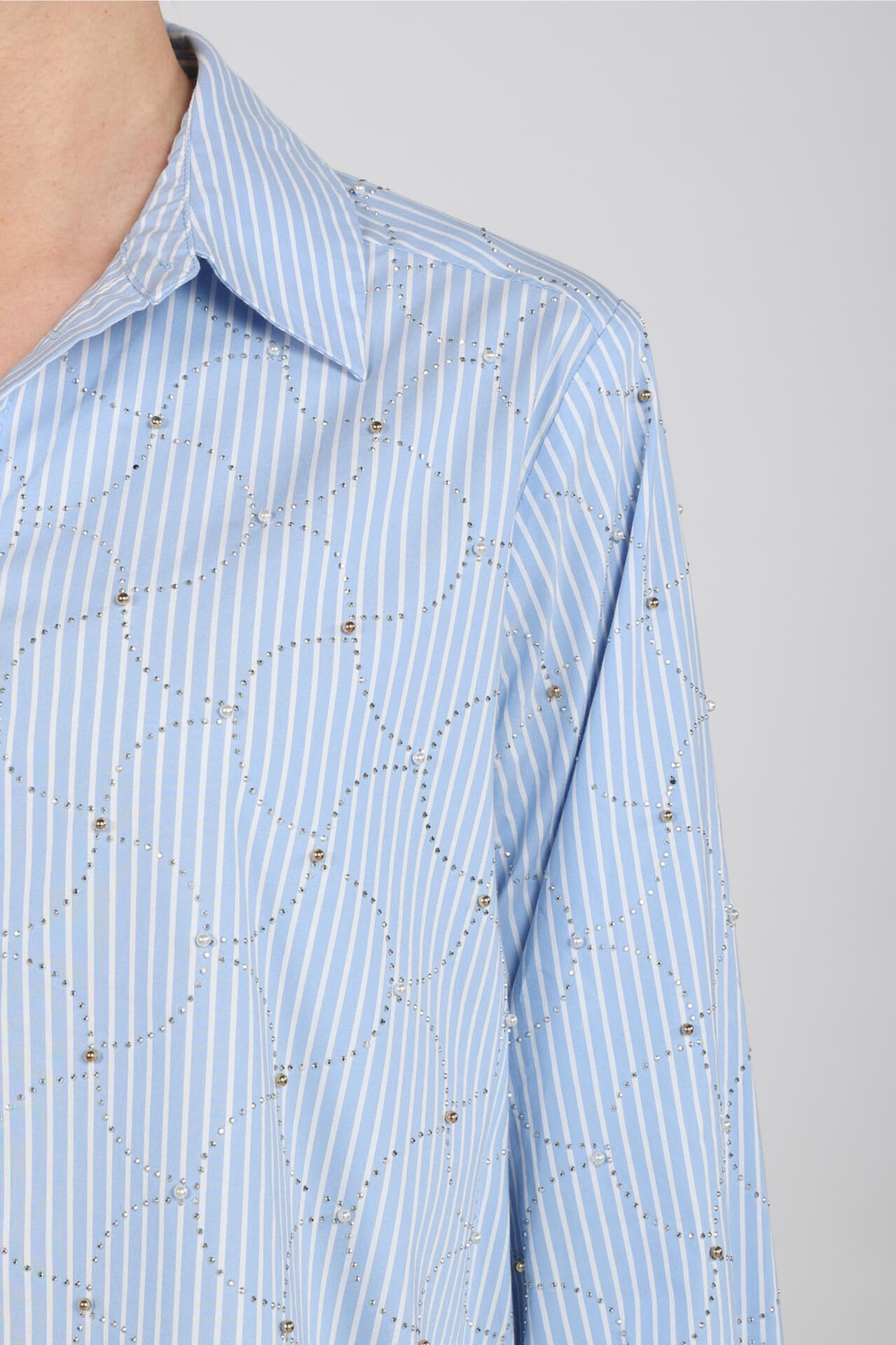 Nukus Blouse Nowi Stripe Stones Hemelsblauw dames