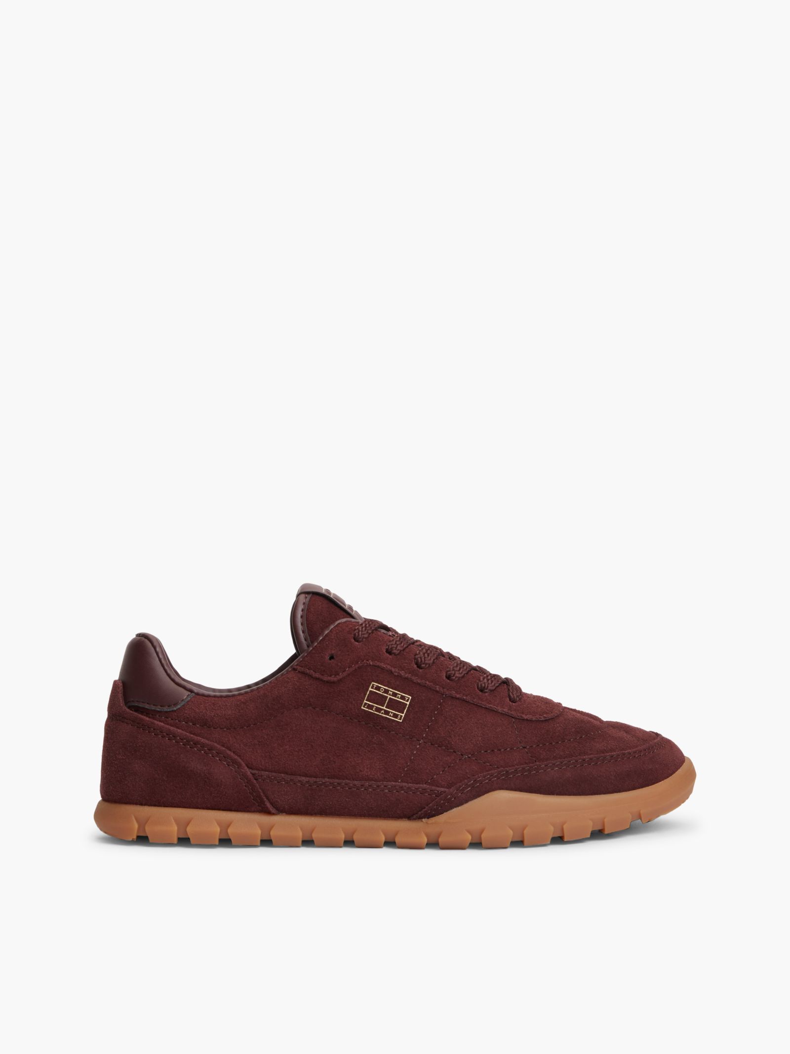Tommy Jeans Lage sneaker van suède met profielzool in bruin