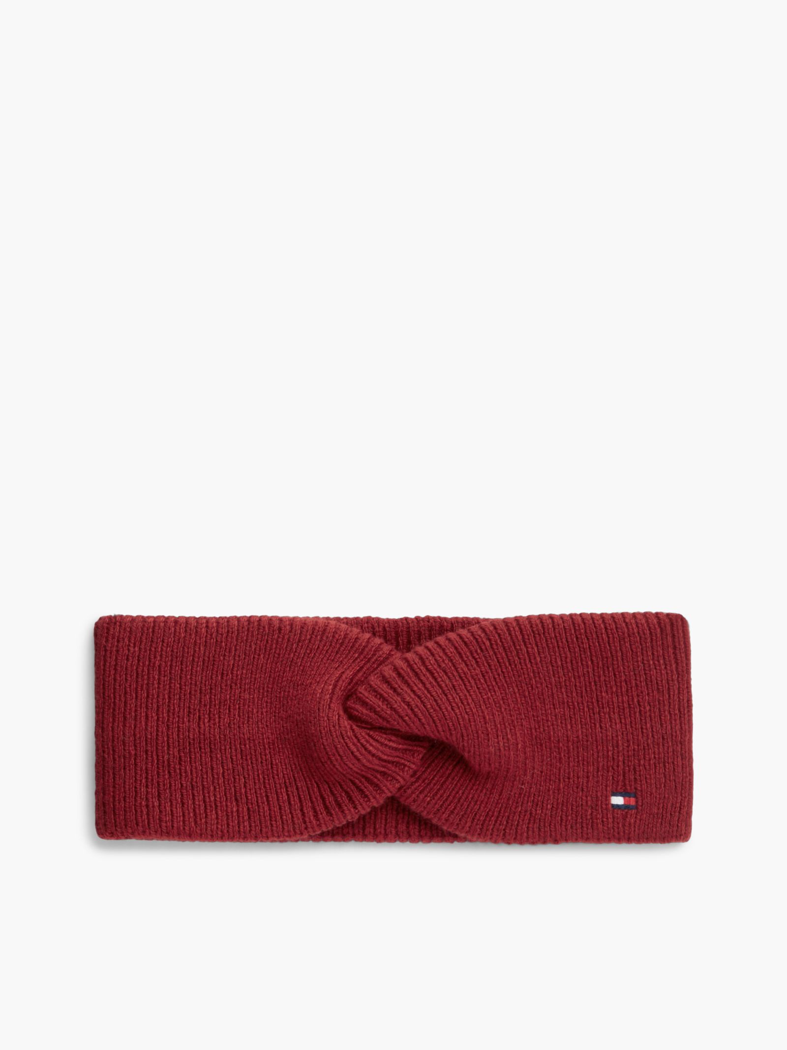 Tommy Hilfiger Gebreide hoofdband met wol en gebordurde Hilfiger vlag in rood