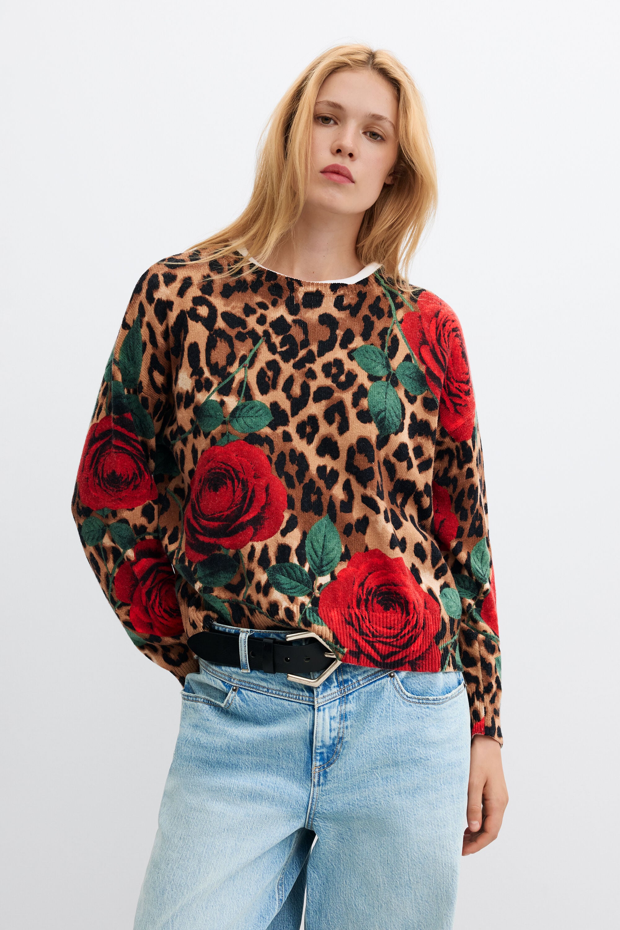 Desigual dikke gebreide trui met dierenprint