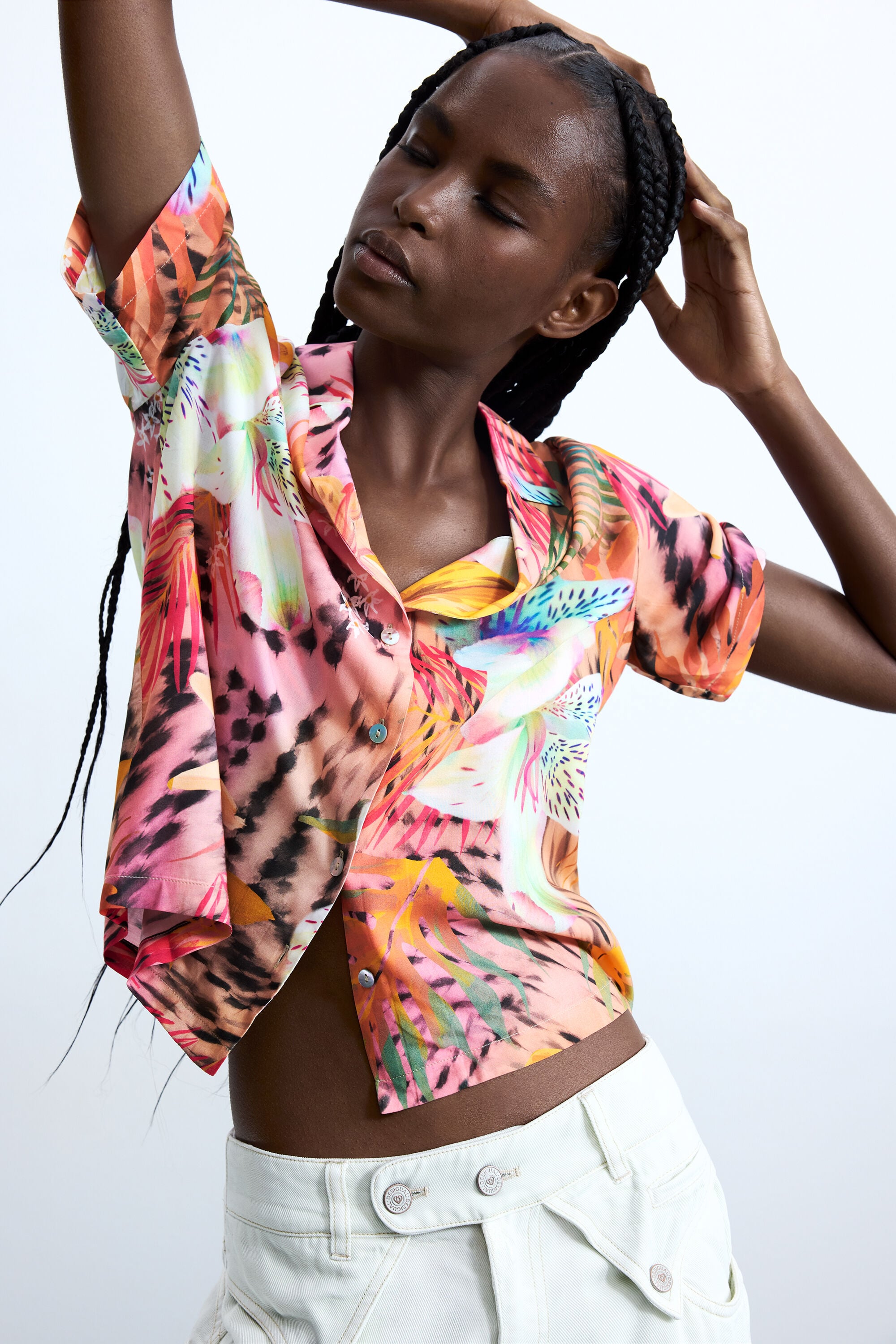Desigual Tropisch overhemd met korte mouwen