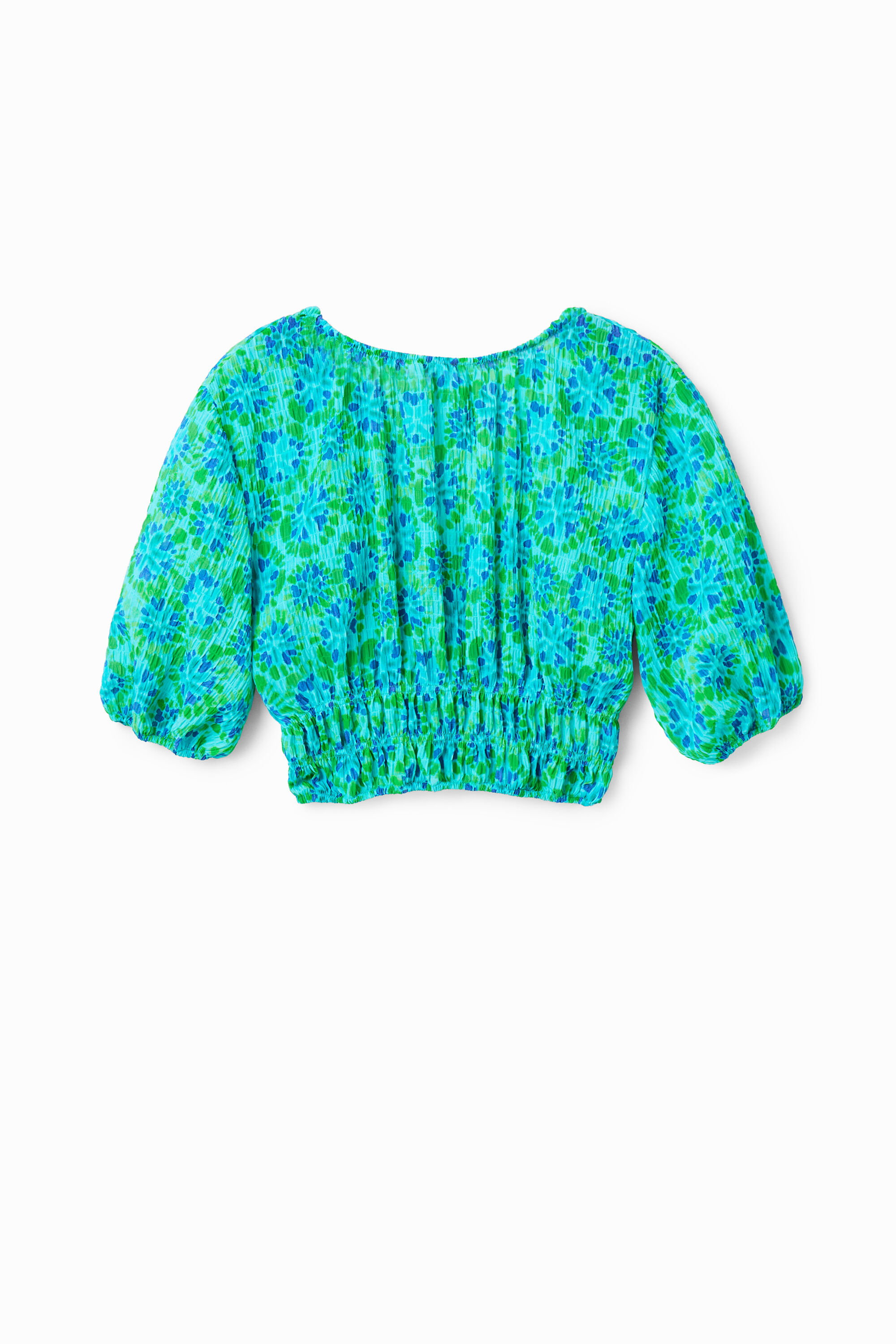 Desigual Korte blouse met pofmouwen en tie-dye