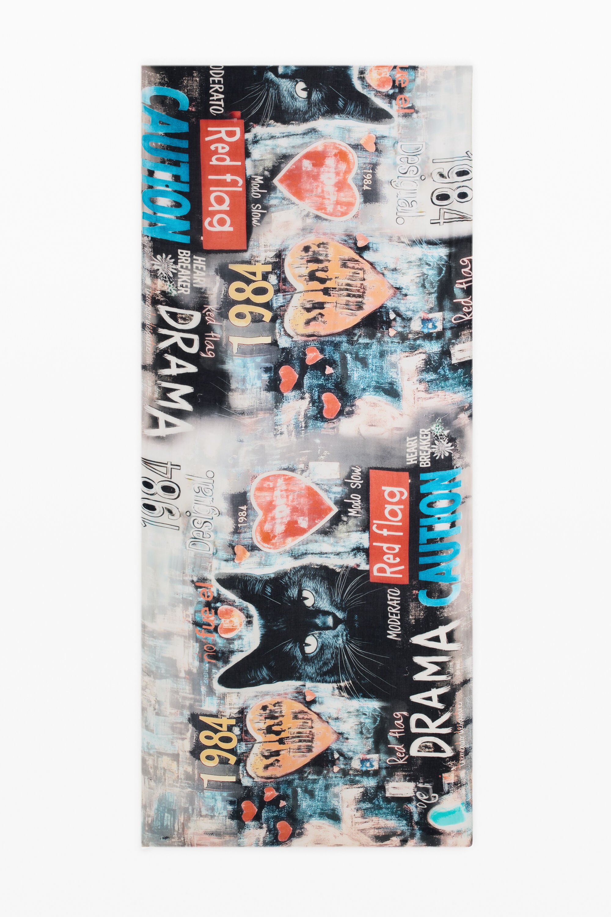 Desigual Rechthoekige bedrukte foulard in zwart