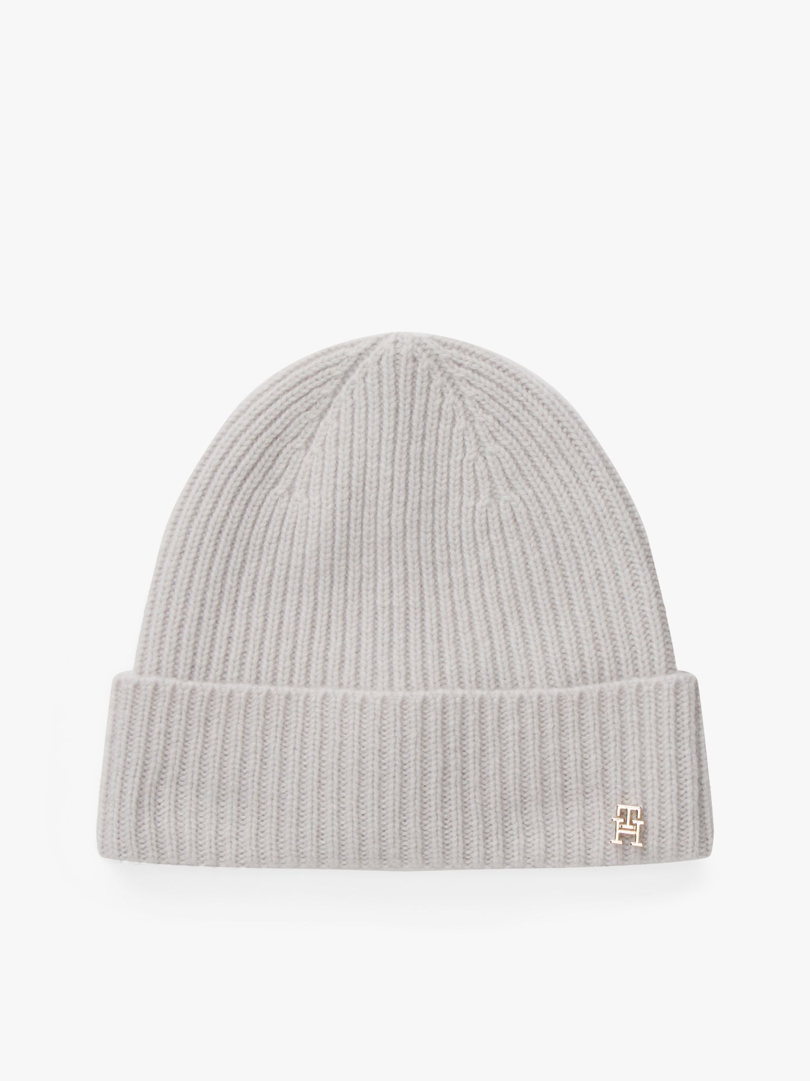 Tommy Hilfiger Geribde beanie van zuivere kasjmier in grijs
