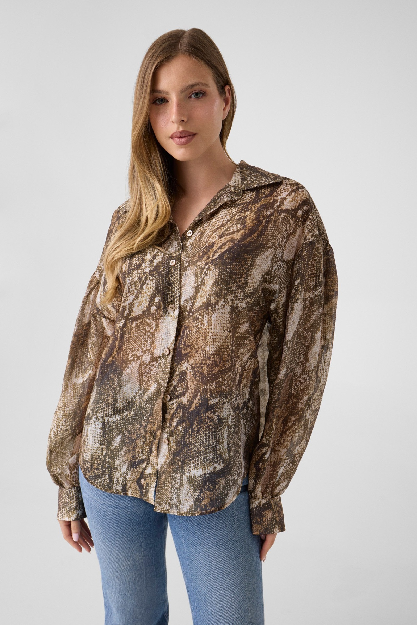 Guess Viscose-Mix Overhemd for women in bruin