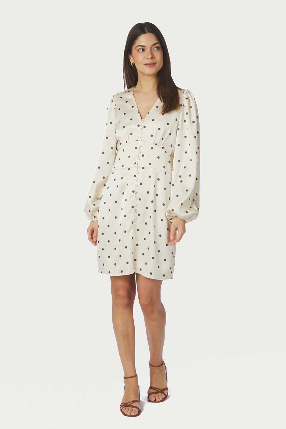 Neo Noir Jurk Mabel Dotted Crème dames