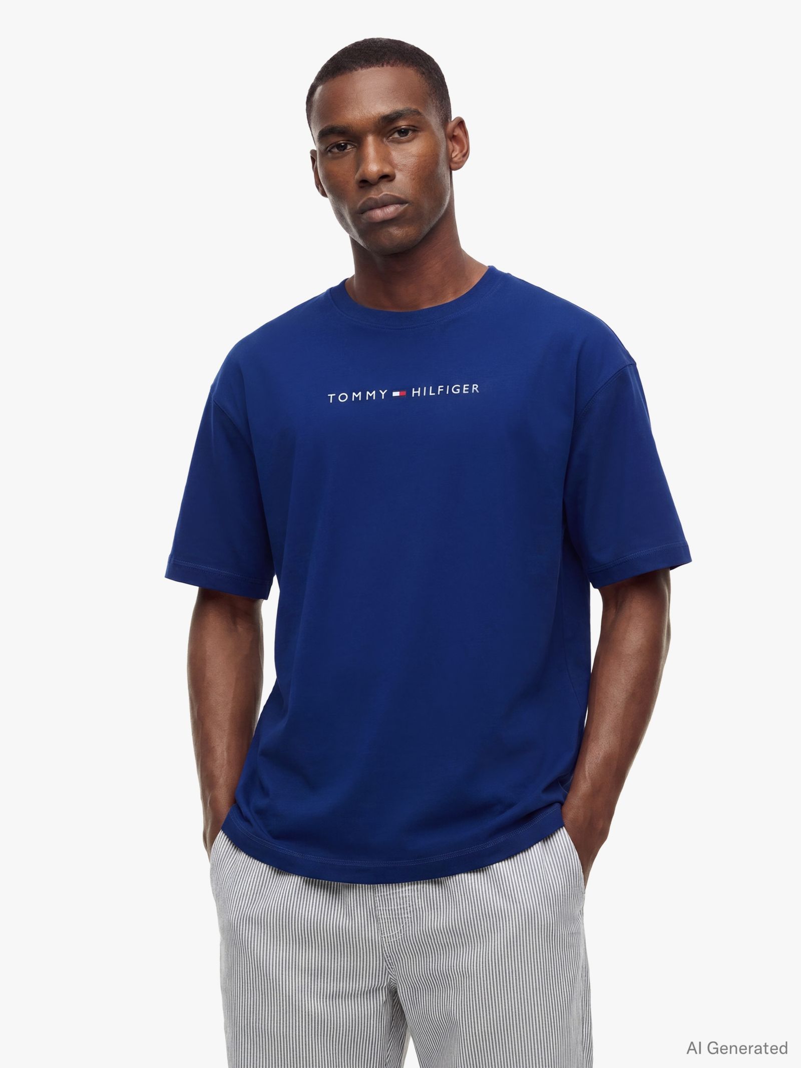 Tommy Hilfiger TH Original Relaxed Lounge T-shirt met logo in blauw