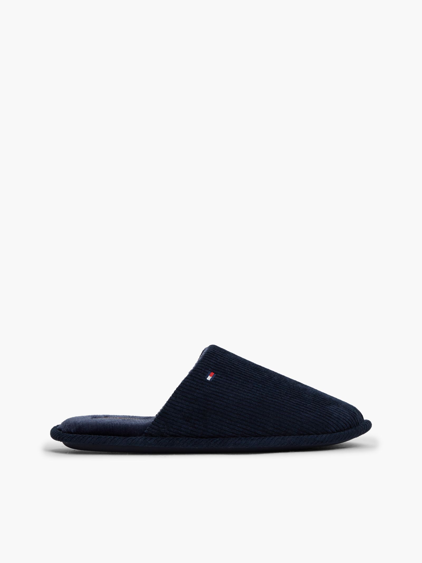 Tommy Hilfiger Slippers van corduroy met geborduurde vlag in marine
