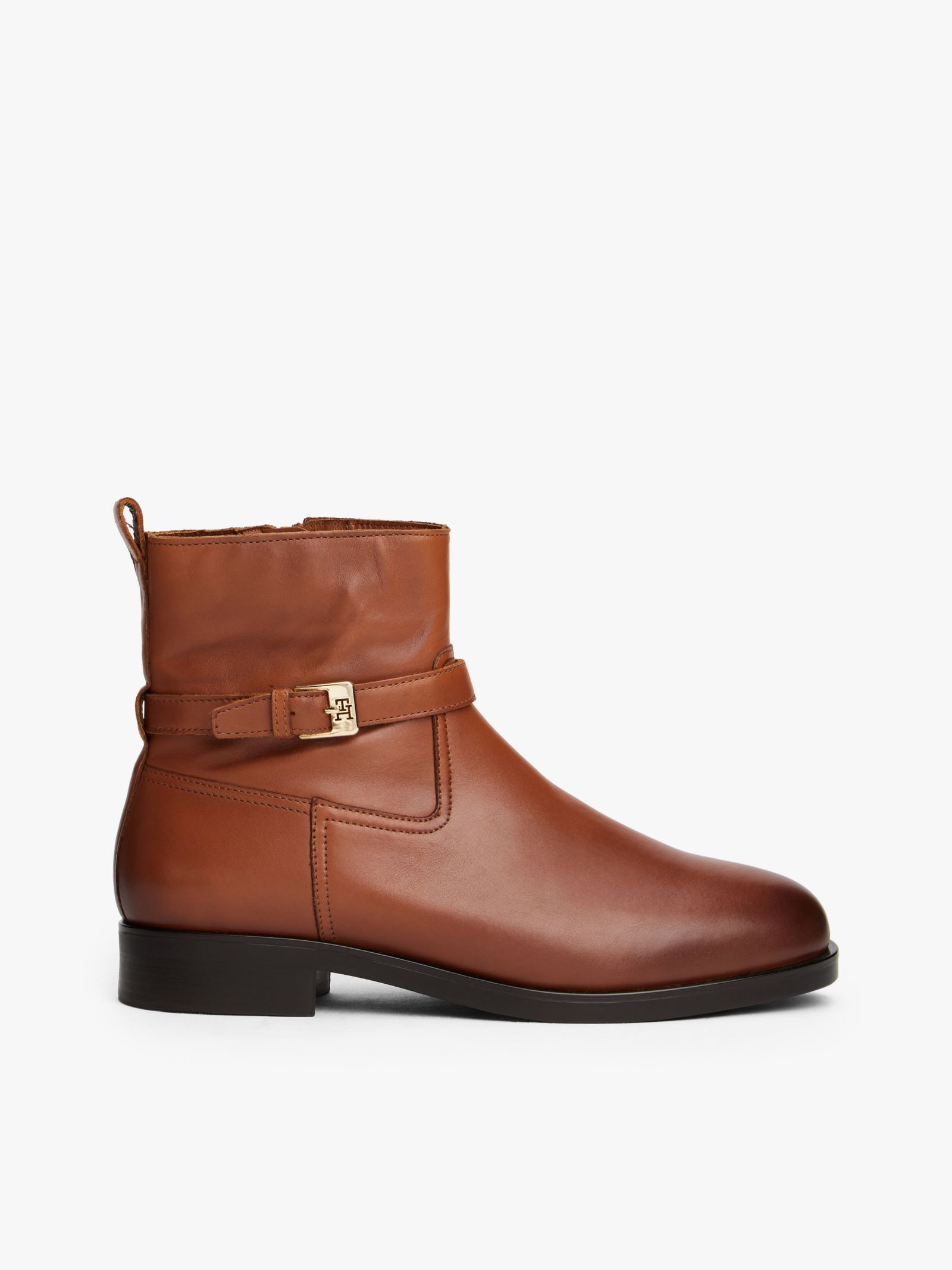 Tommy Hilfiger Leren laars met gesp in bruin