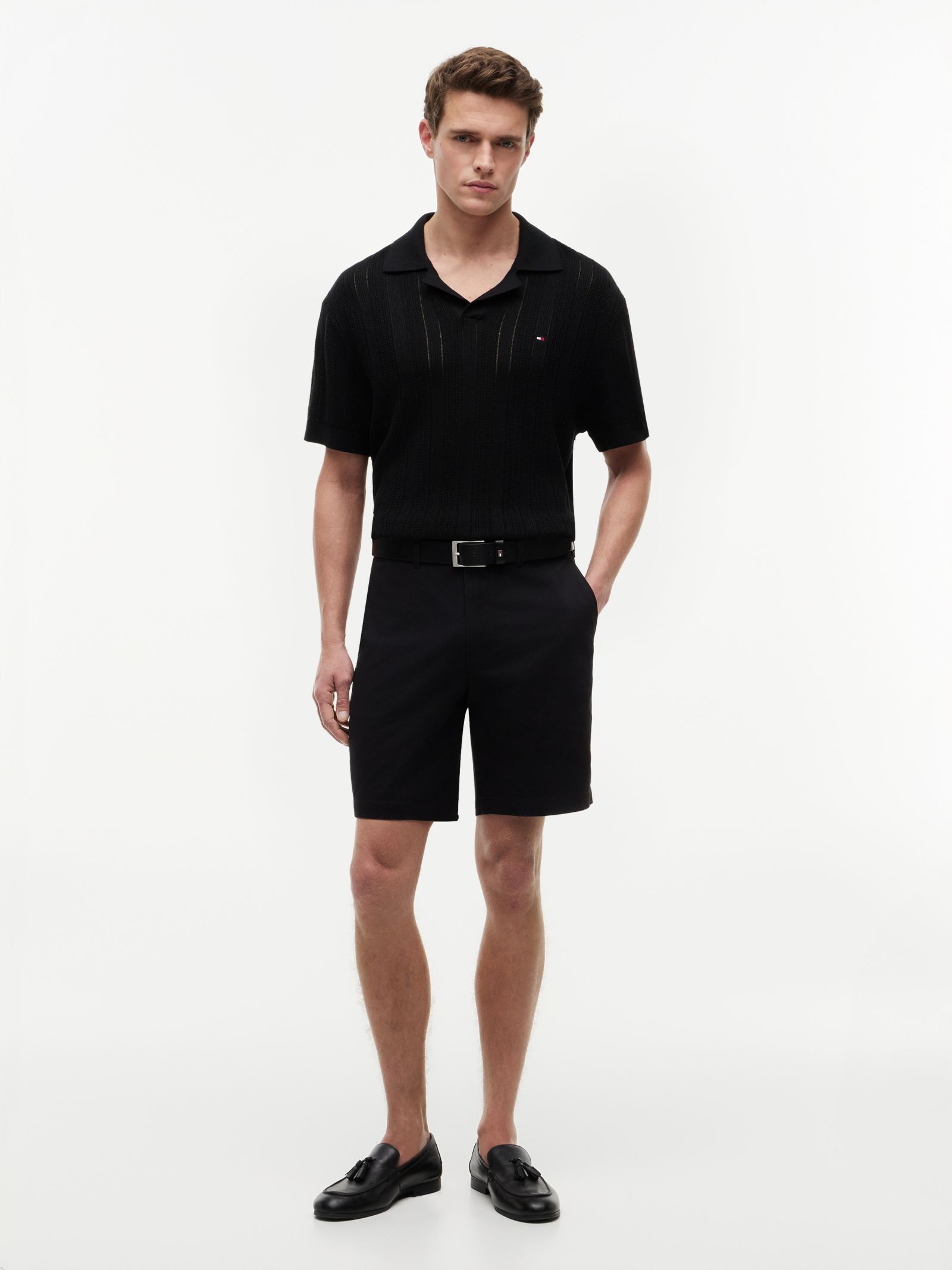 Tommy Hilfiger Dover regular straight chino short van twill in zwart