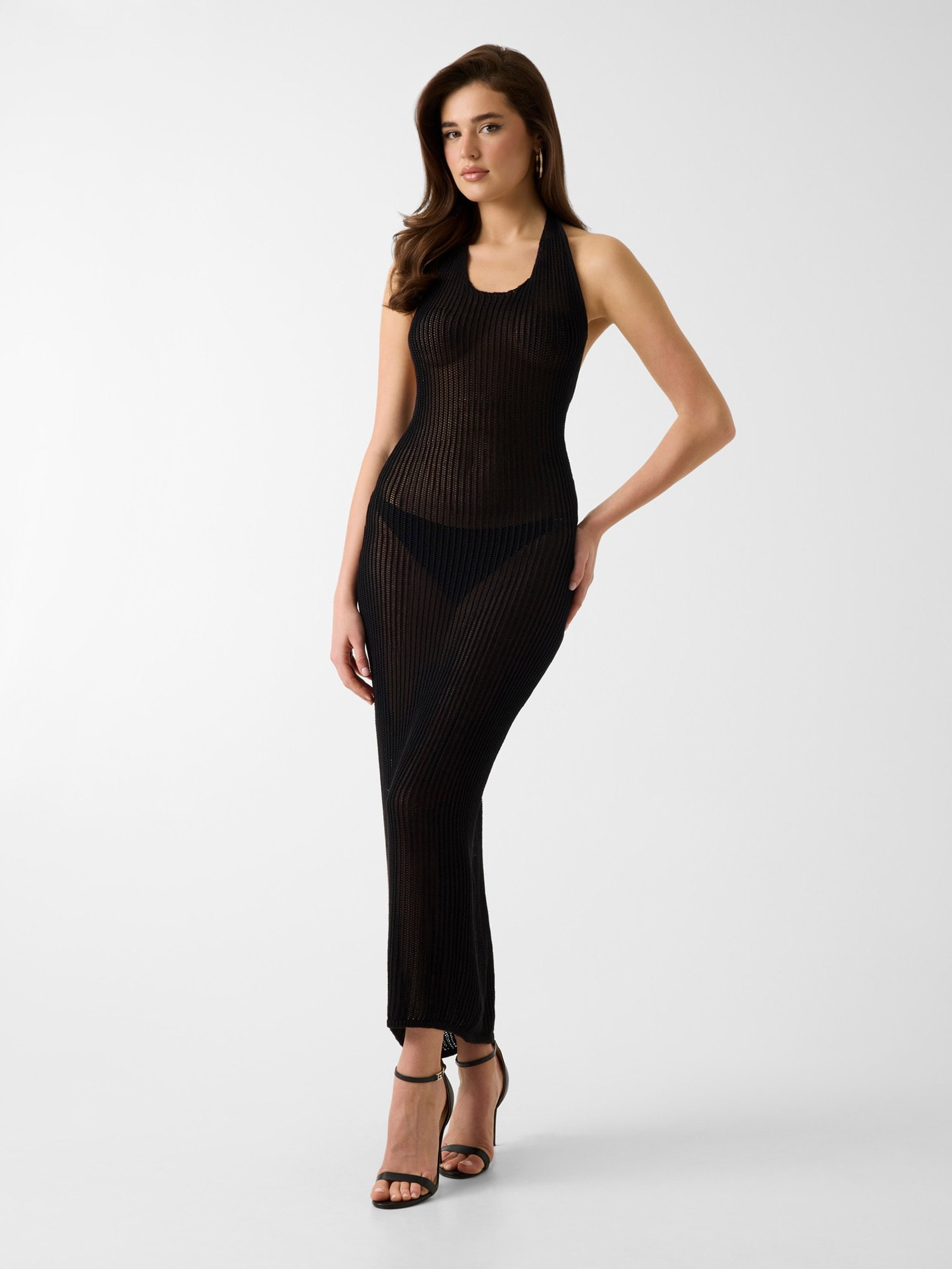 Guess Operwork Lange Jurk in zwart