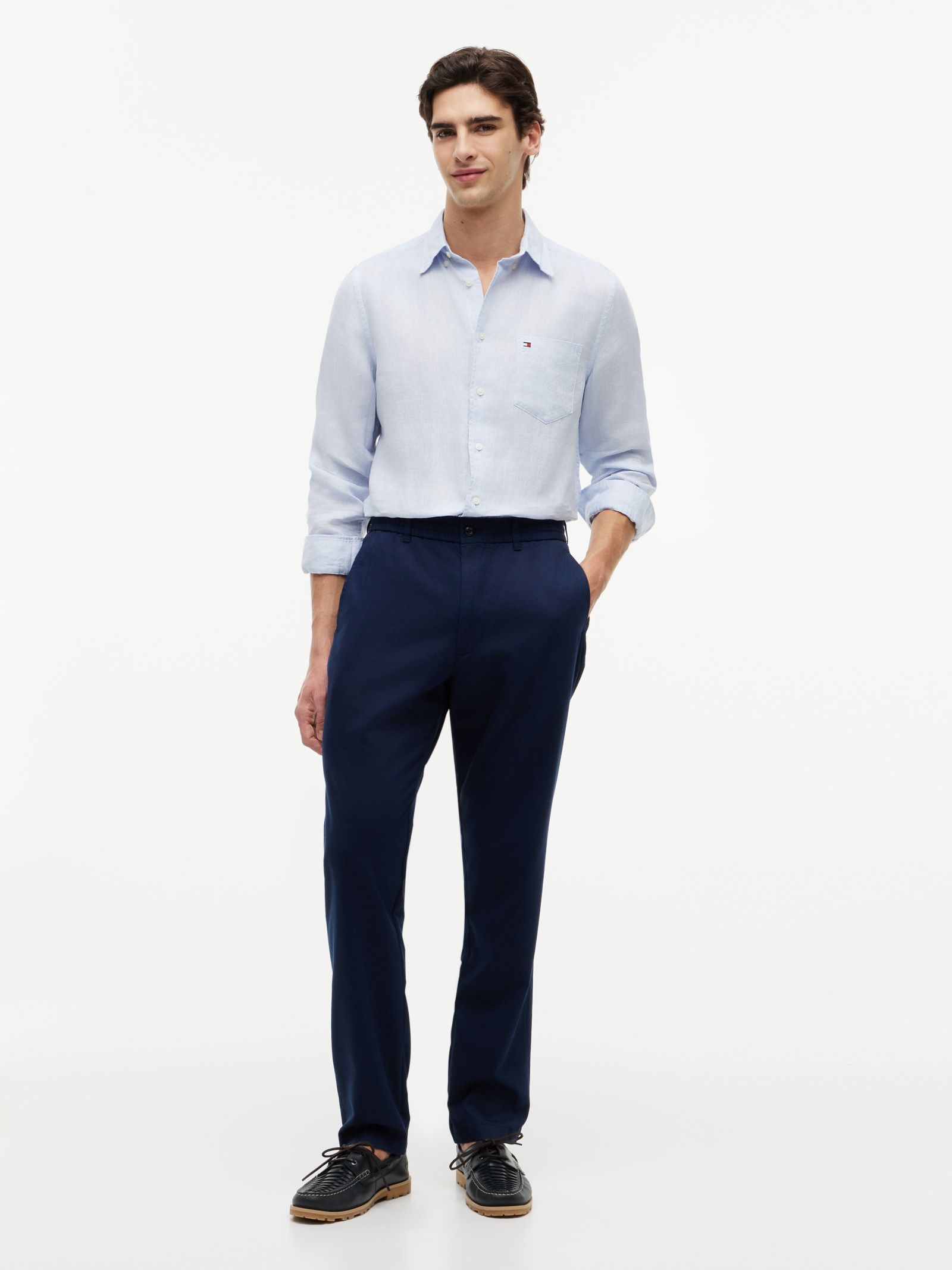 Tommy Hilfiger Dover Regular Straight Twill Chino met elastische taille in marine