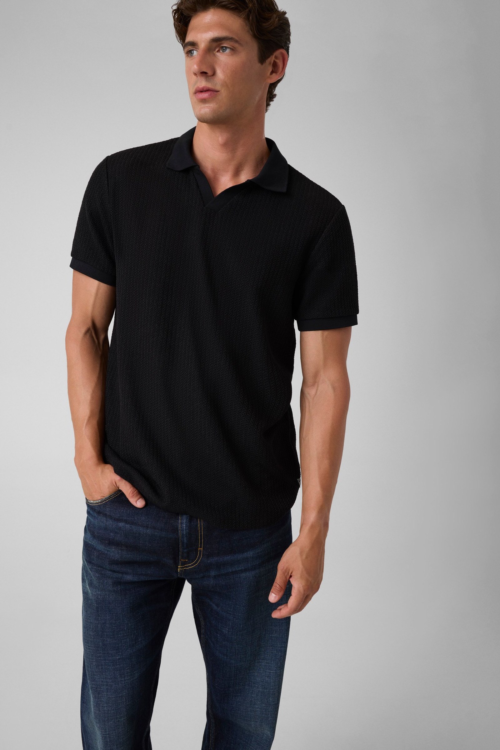Guess Gebreide Polo in zwart