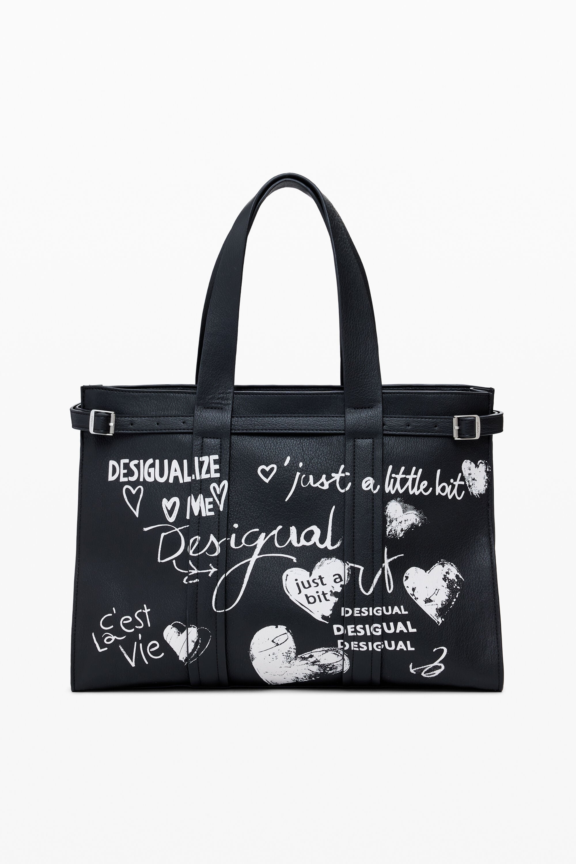 Desigual Grote shopper tas met leerlook en letters