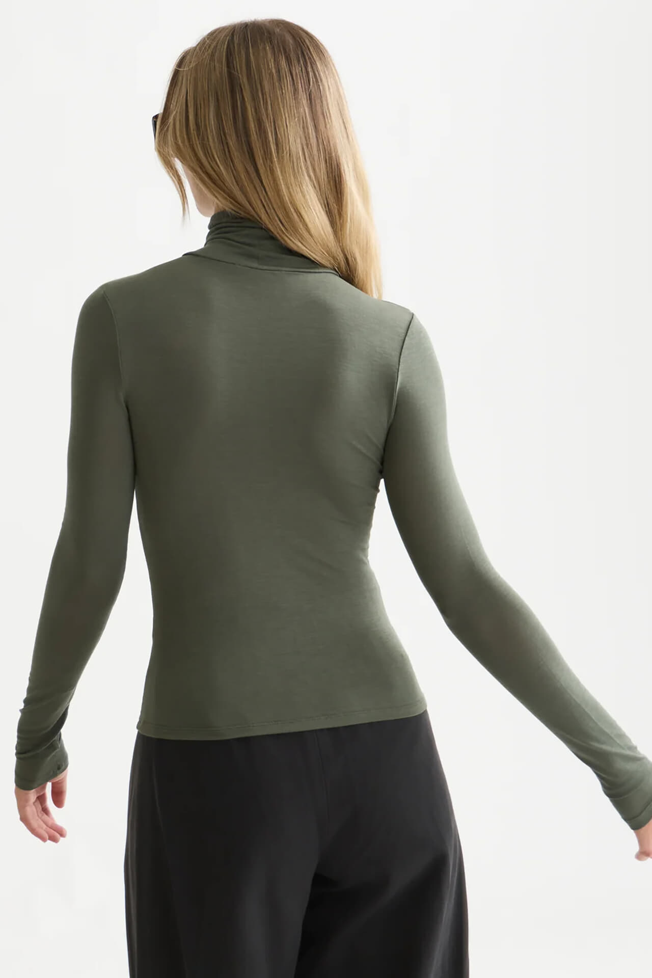 Scotch & Soda Scotch & Soda Longsleeve Roll Up Neck Olijf Groen dames