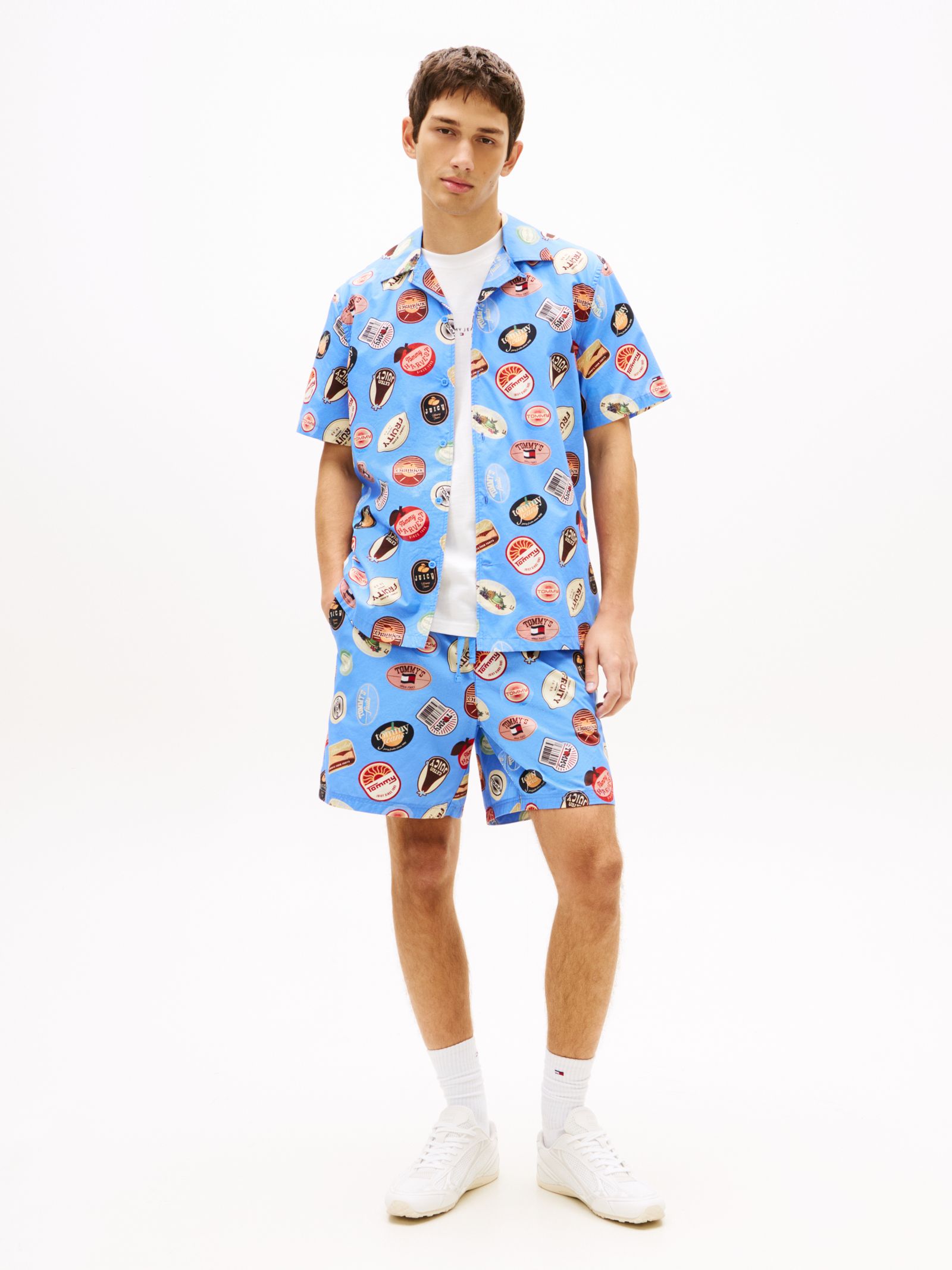 Tommy Jeans relaxed fit poplin short met print in blauw