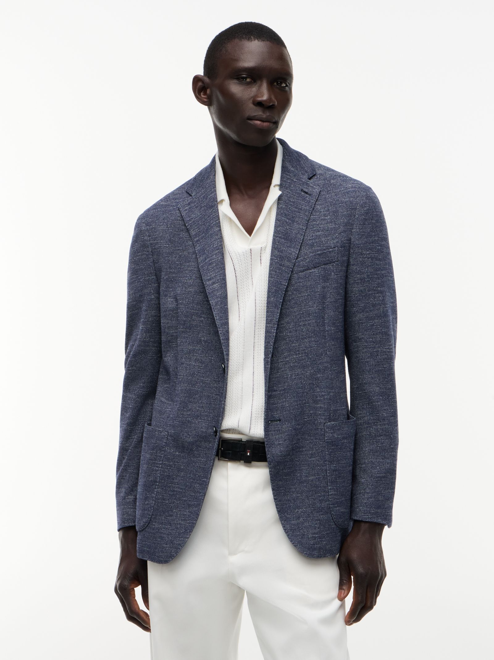 Tommy Hilfiger TH Flex regular fit single breasted jersey blazer in marine