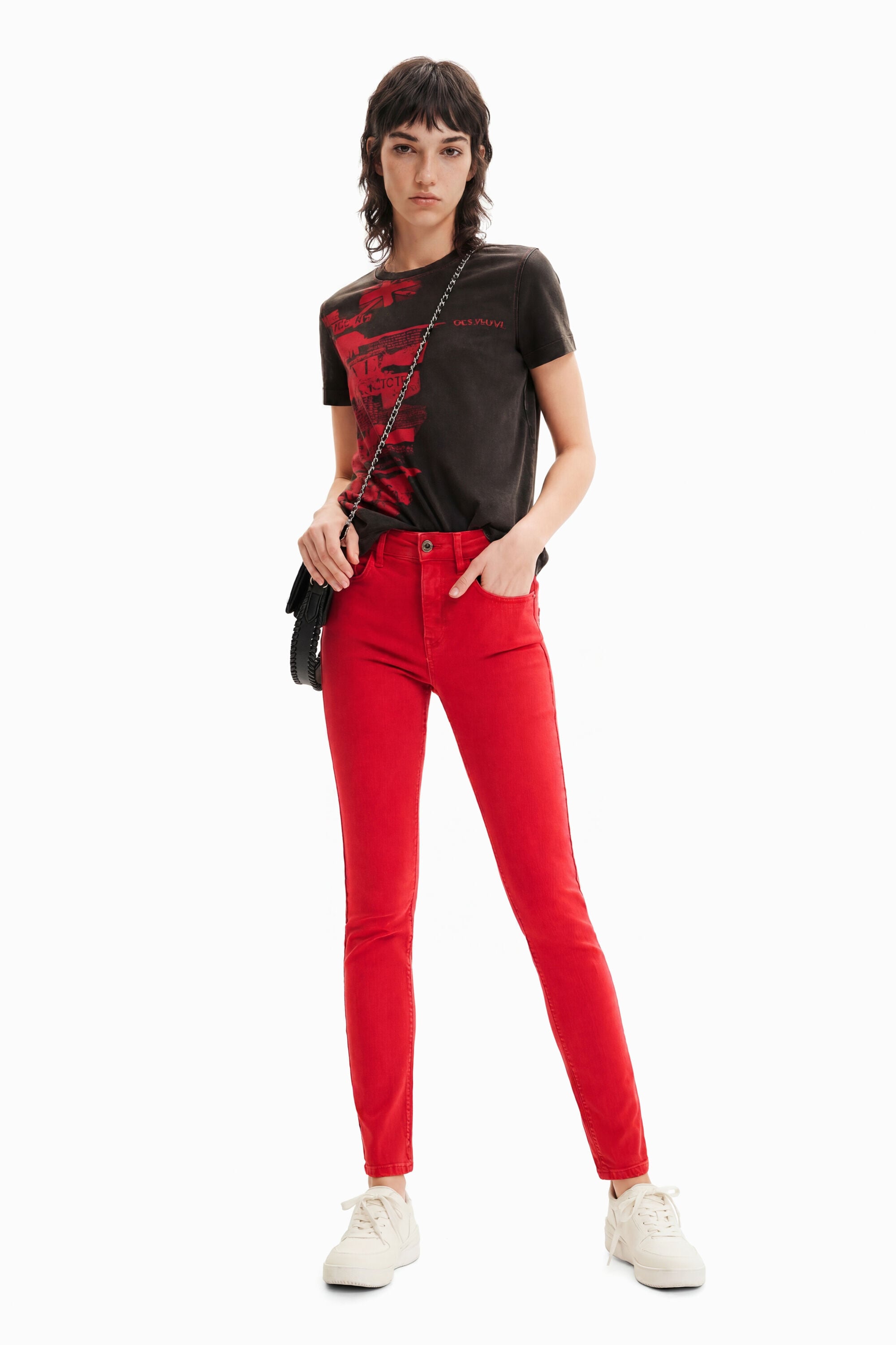Desigual Push-up skinny jeans in rood
