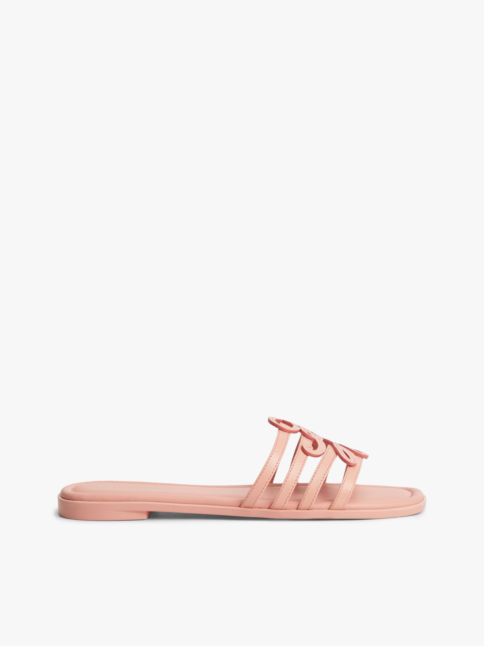 Tommy Hilfiger Leren muiltje met logo op de bandjes in roze