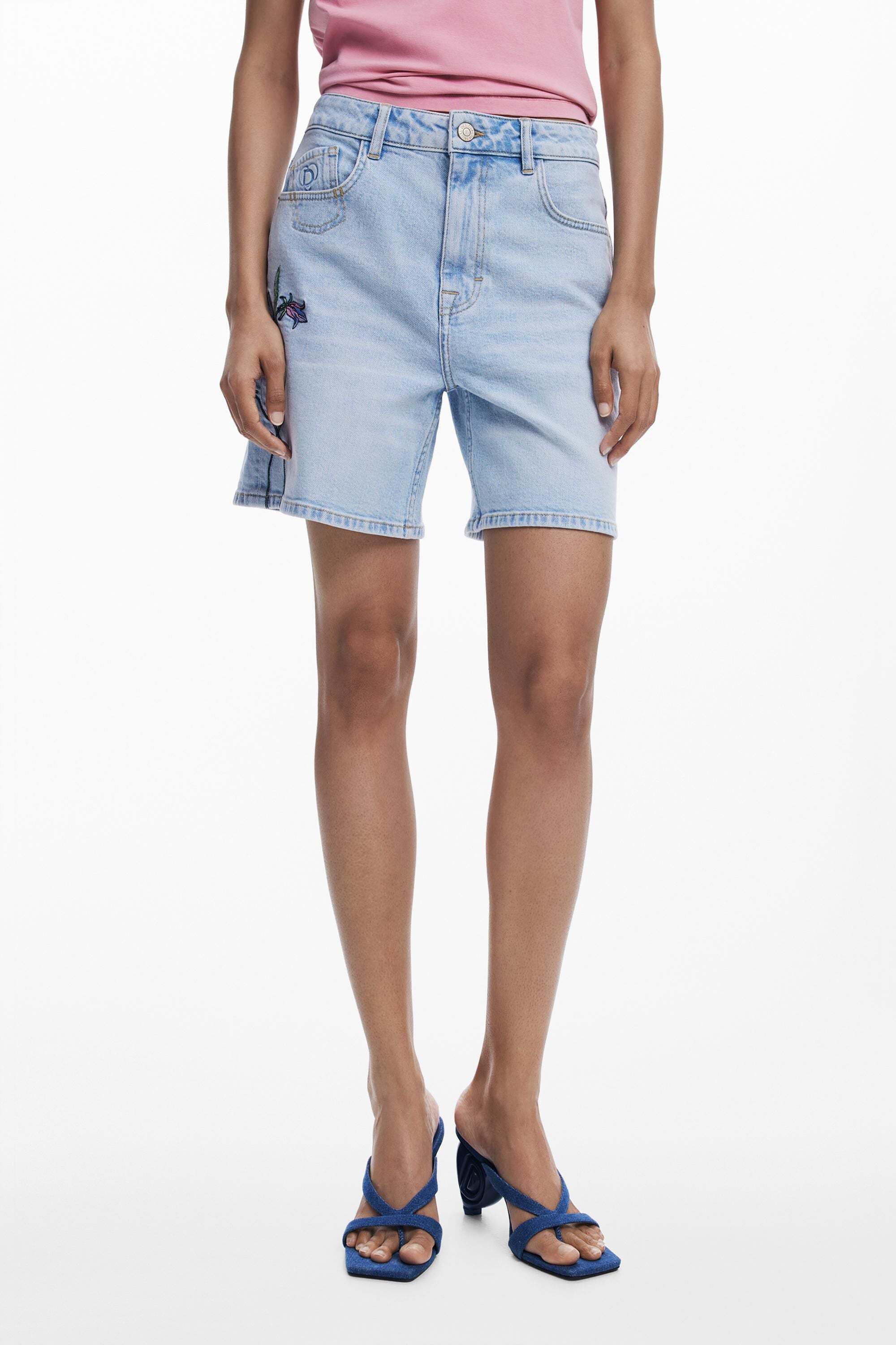 Desigual Jeans bermuda met bloem