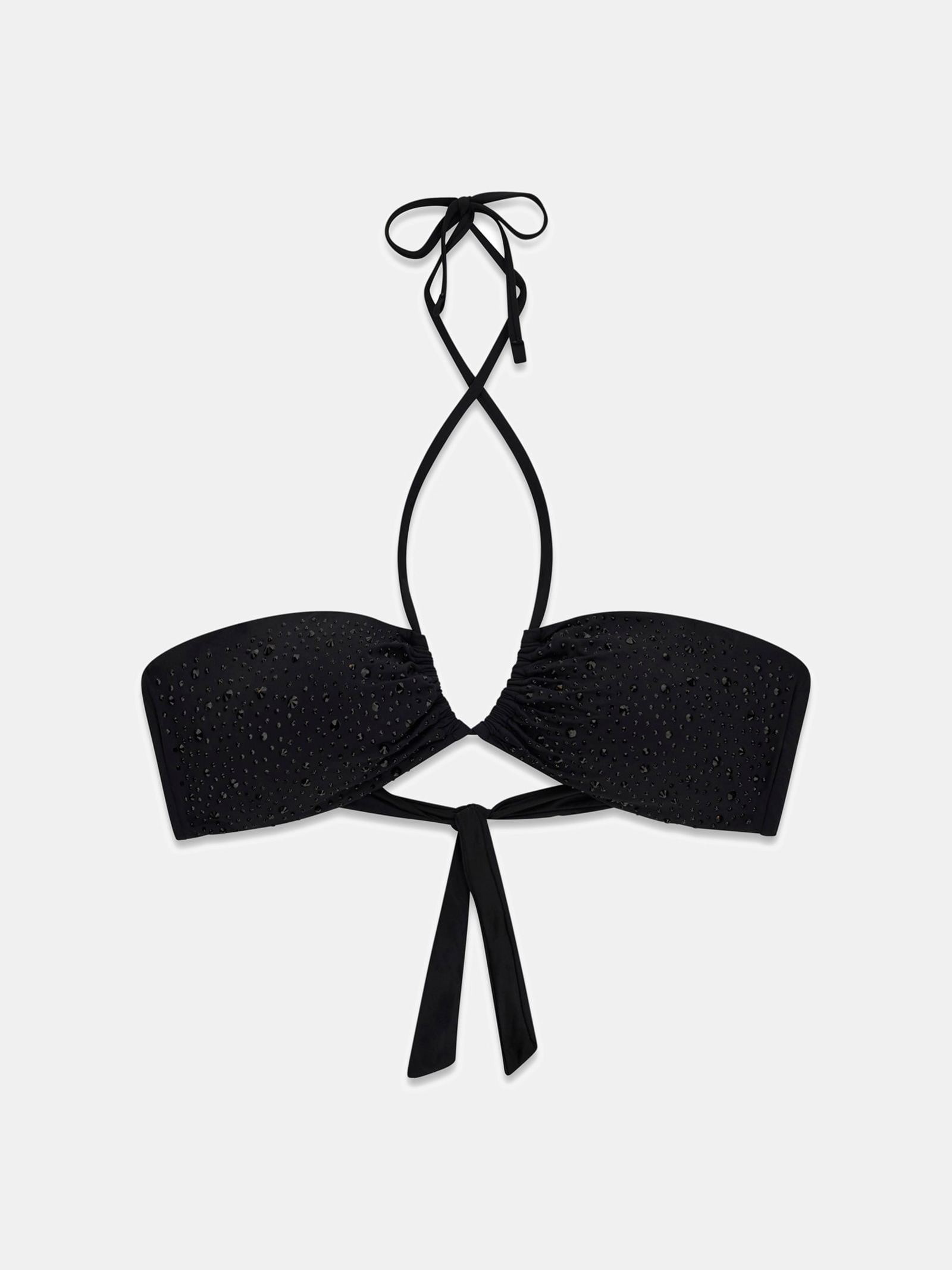 Guess Rhinestones Bandeau Bikini Top in zwart