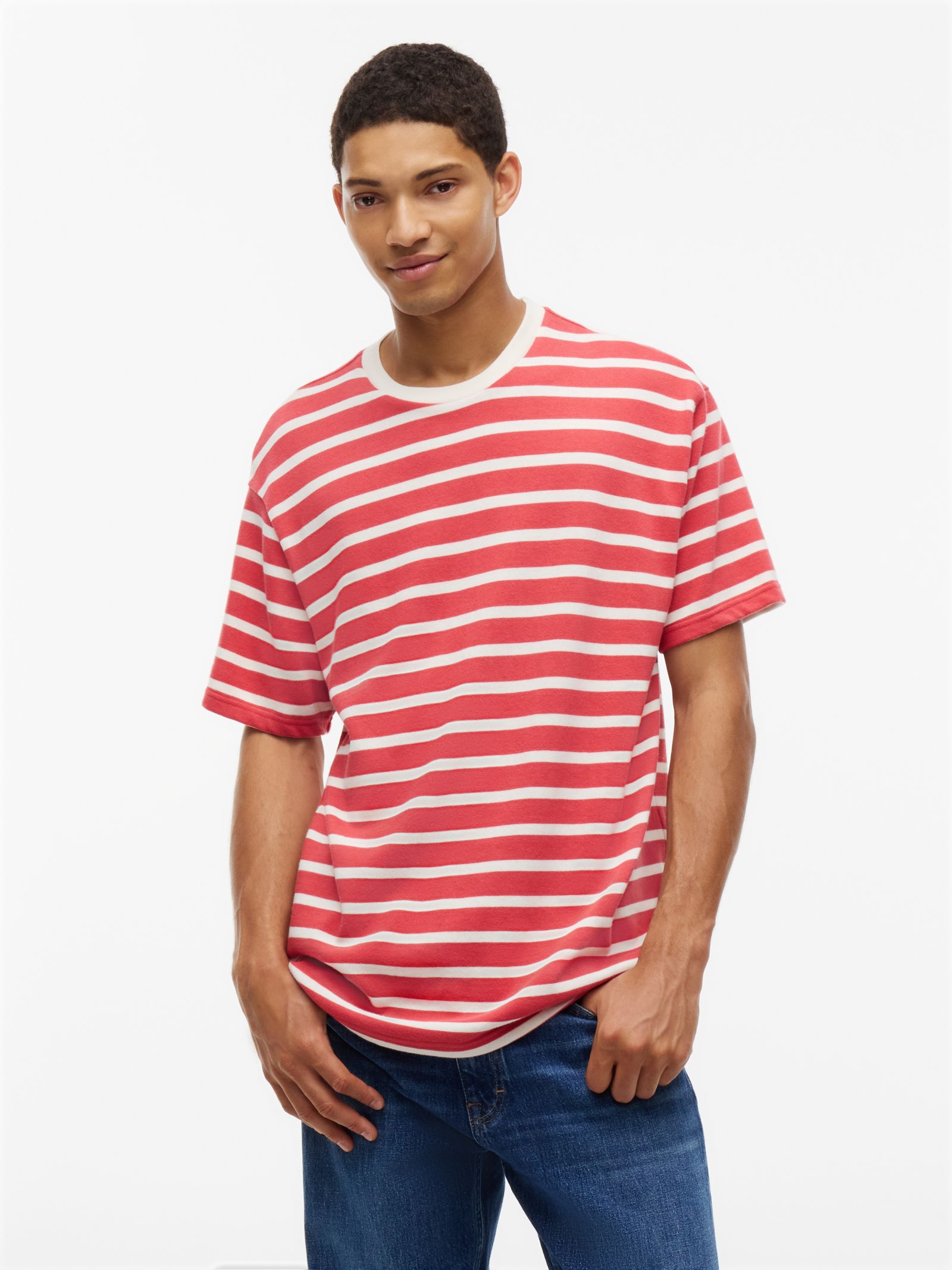 Tommy Jeans relaxed gestreept jersey T-shirt met logolabel in rood