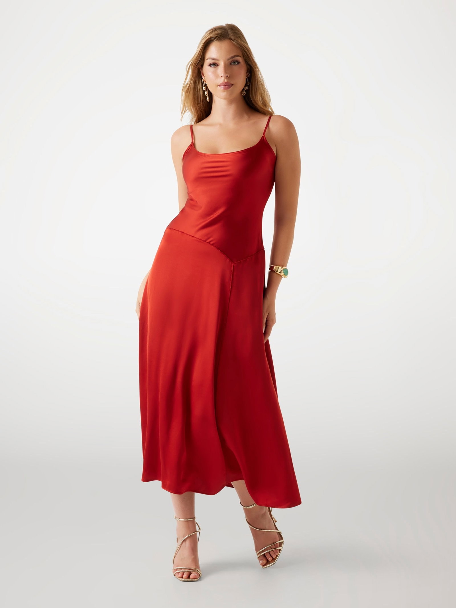 Guess Fit And Flare Lange Jurk in rood