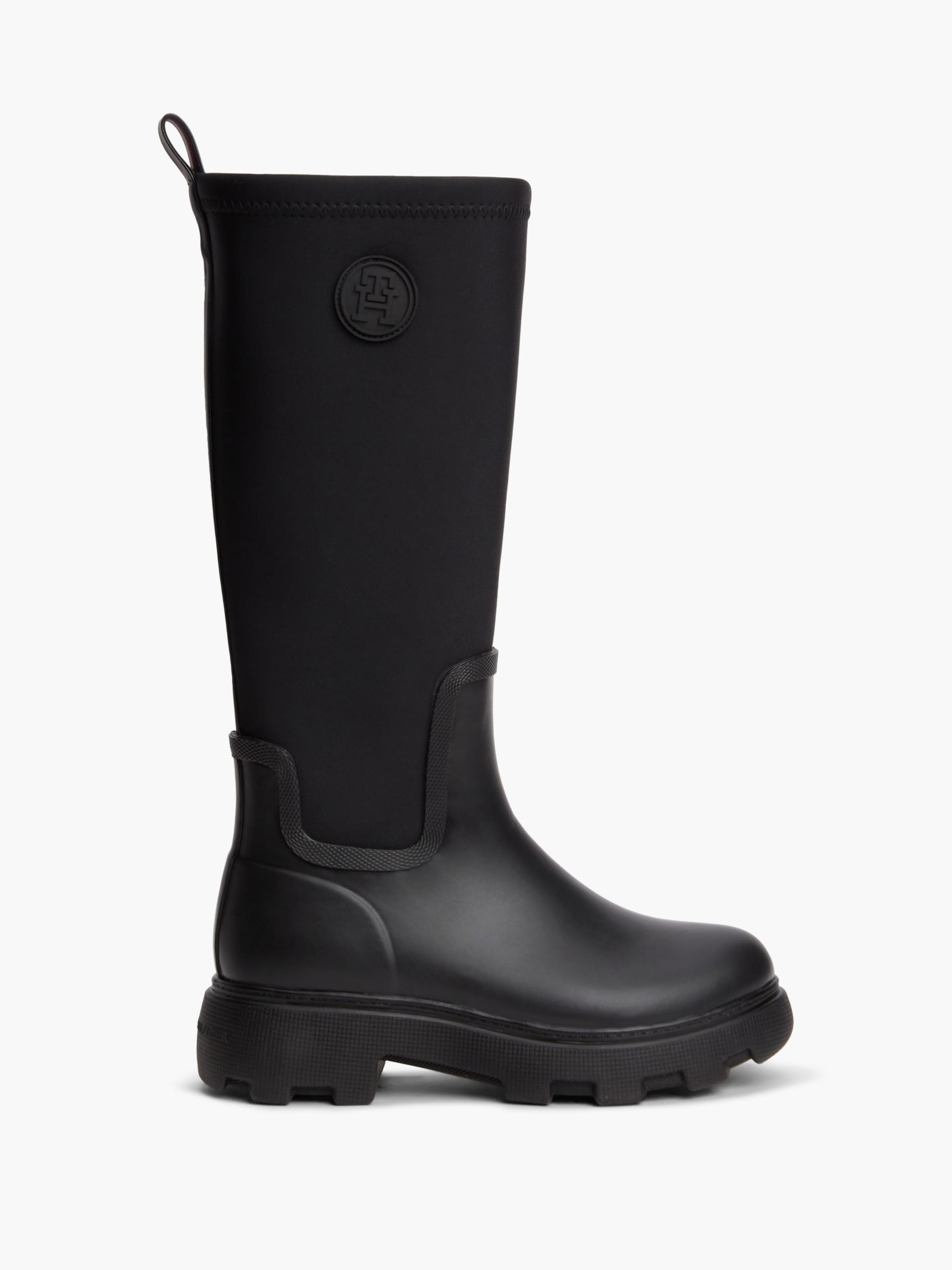 Tommy Hilfiger overknee regenlaars met profielzool en TH Monogram
