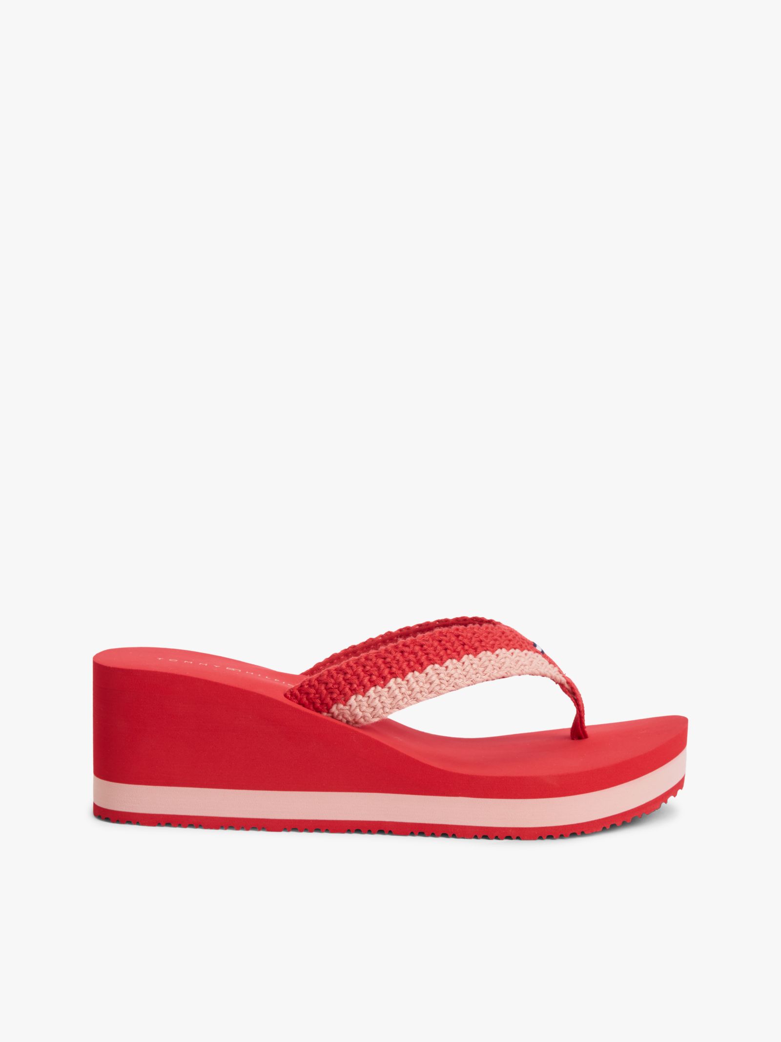 Tommy Hilfiger Geweven teenslipper met sleehak in rood