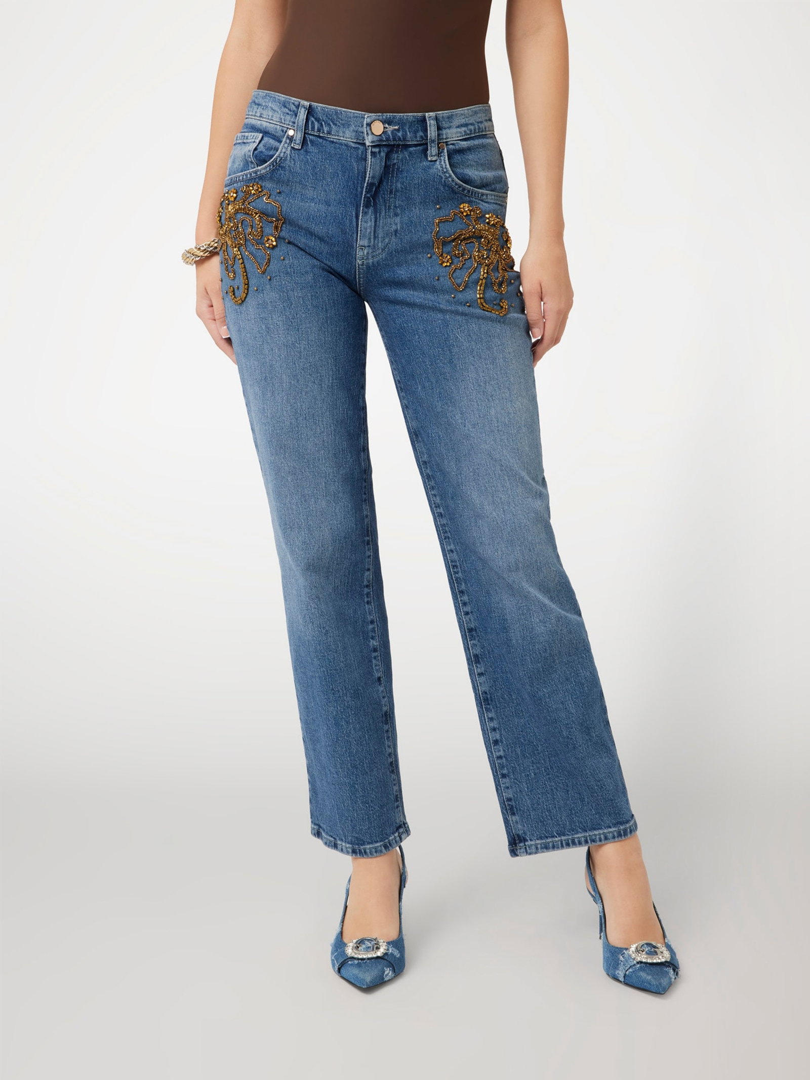 Guess Jeans Rechte Broekspijp Met Kralen