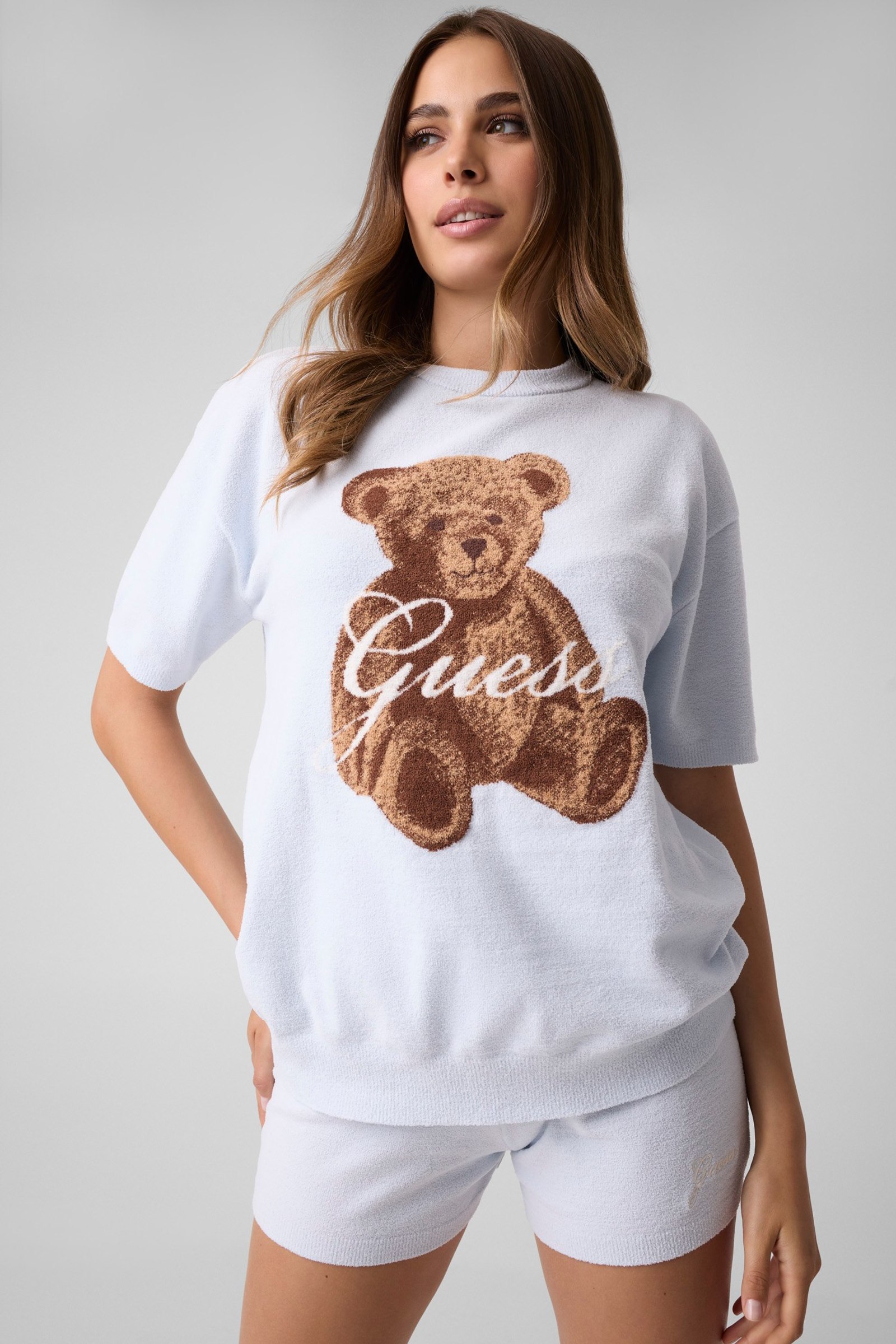 Guess Aria Gebreid T-Shirt in wit
