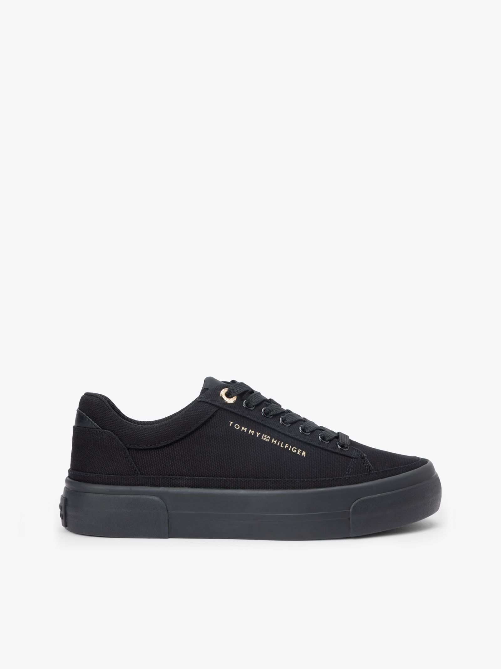 Tommy Hilfiger Canvas platformsneaker met metallic logo