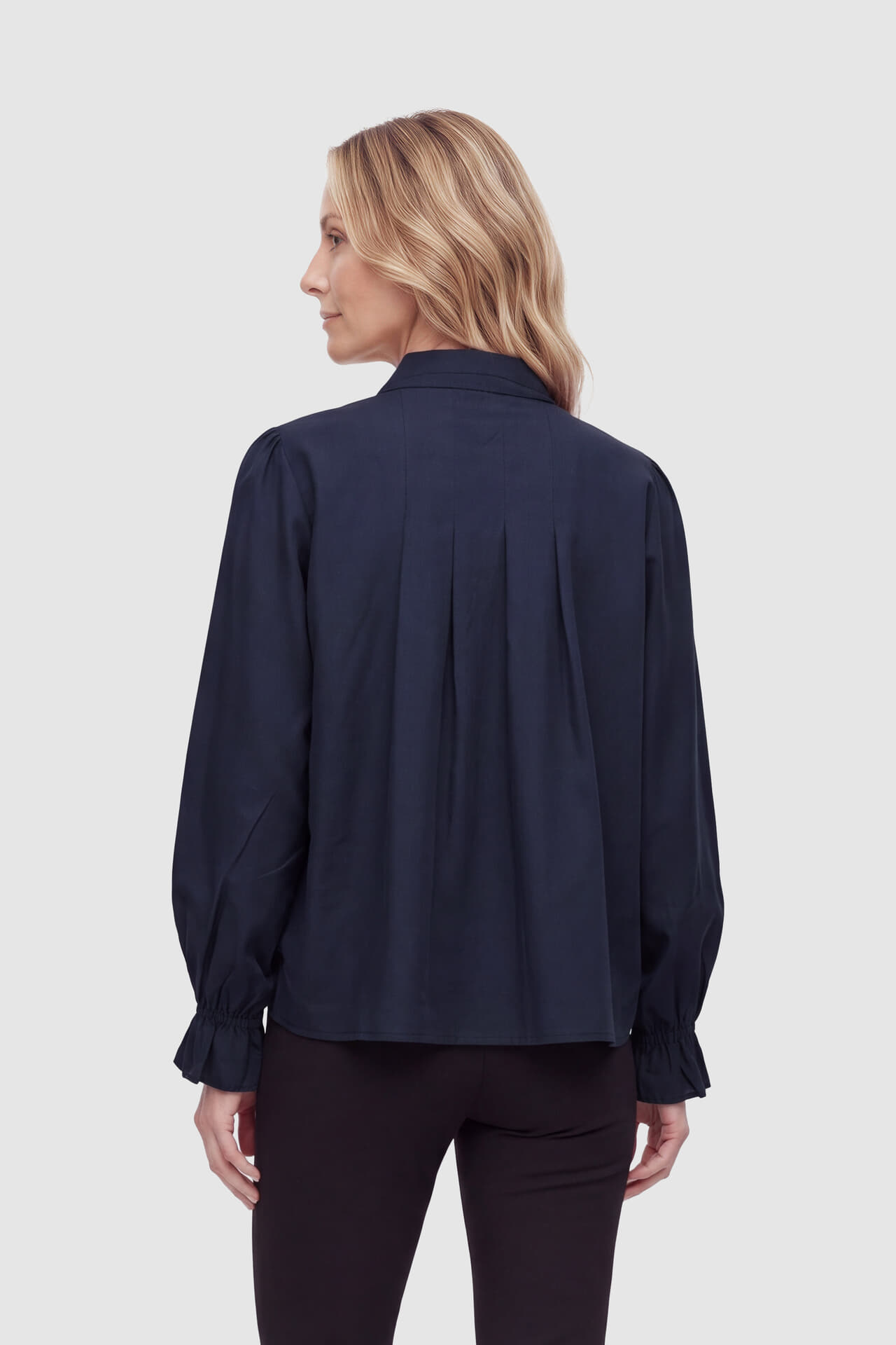 Yaya Doorzichtige geplooide blouse Navy dames