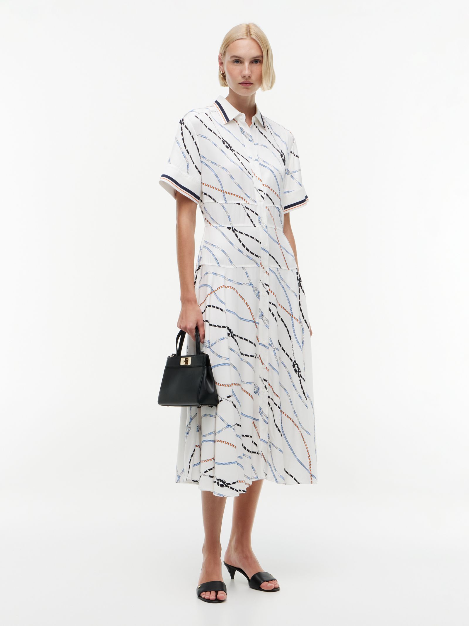 Tommy Hilfiger Twill midi overhemdjurk met touwprint