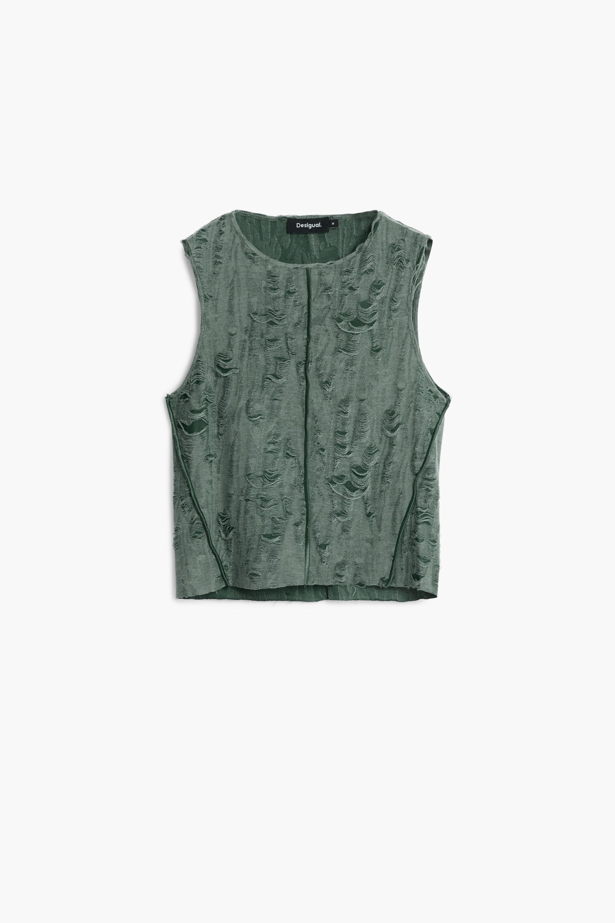 Desigual Gerimpeld T-shirt met naden
