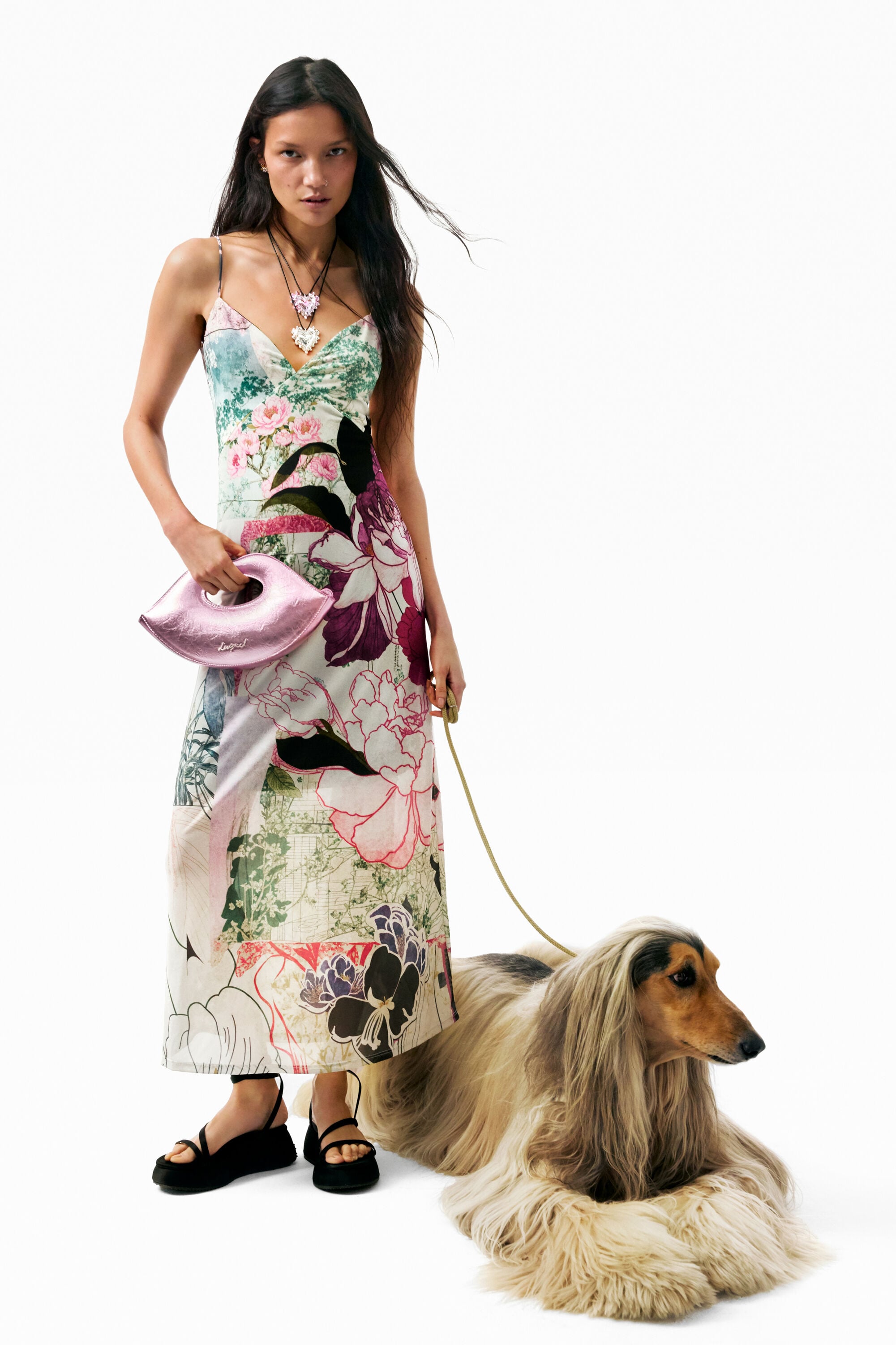 Desigual Bedrukte jurk met bandjes in multicolor