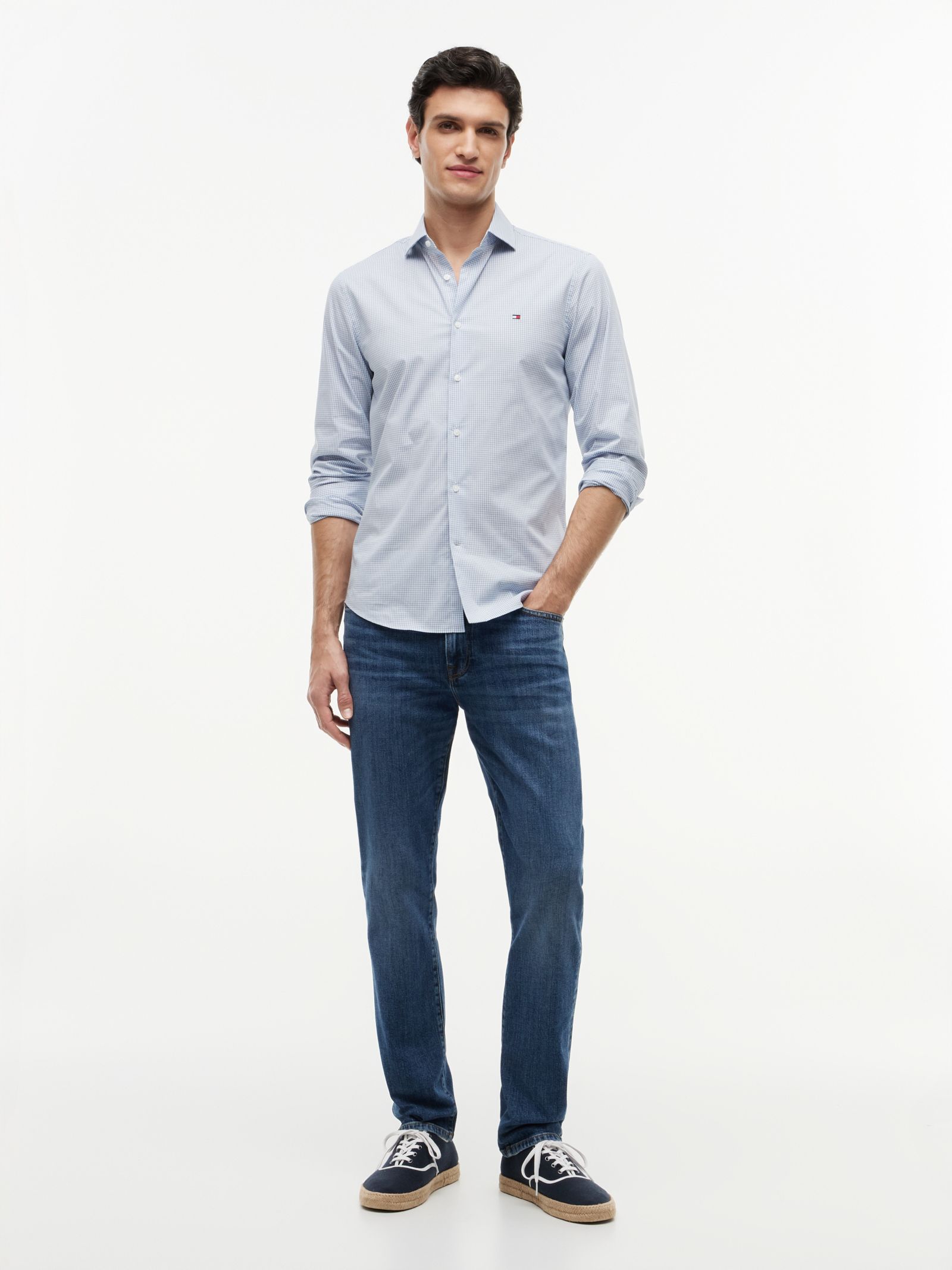 Tommy Hilfiger Denton Slim Straight Jeans met Whiskers in blauw