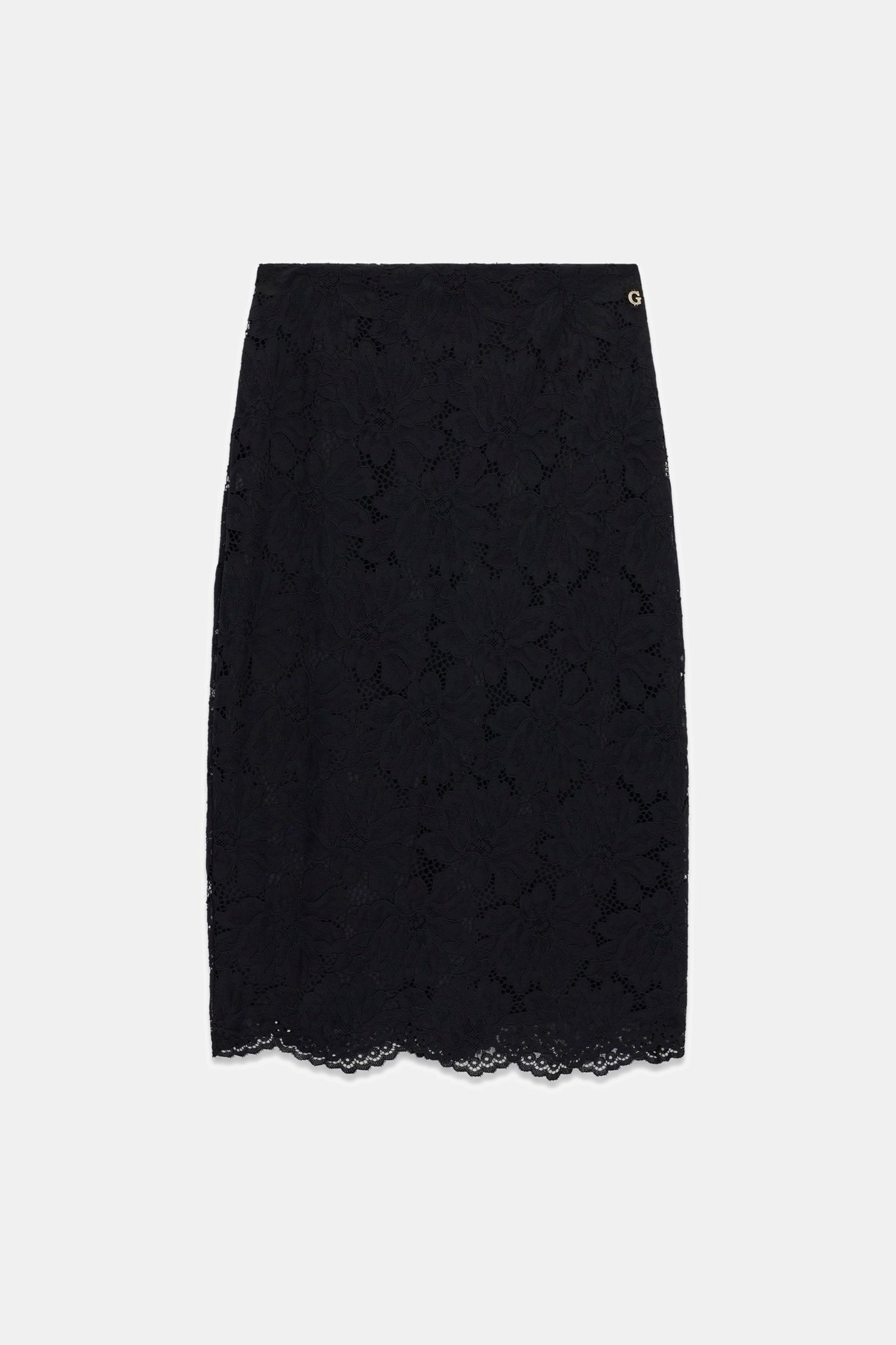 Guess Midi Rok Van Kant in zwart